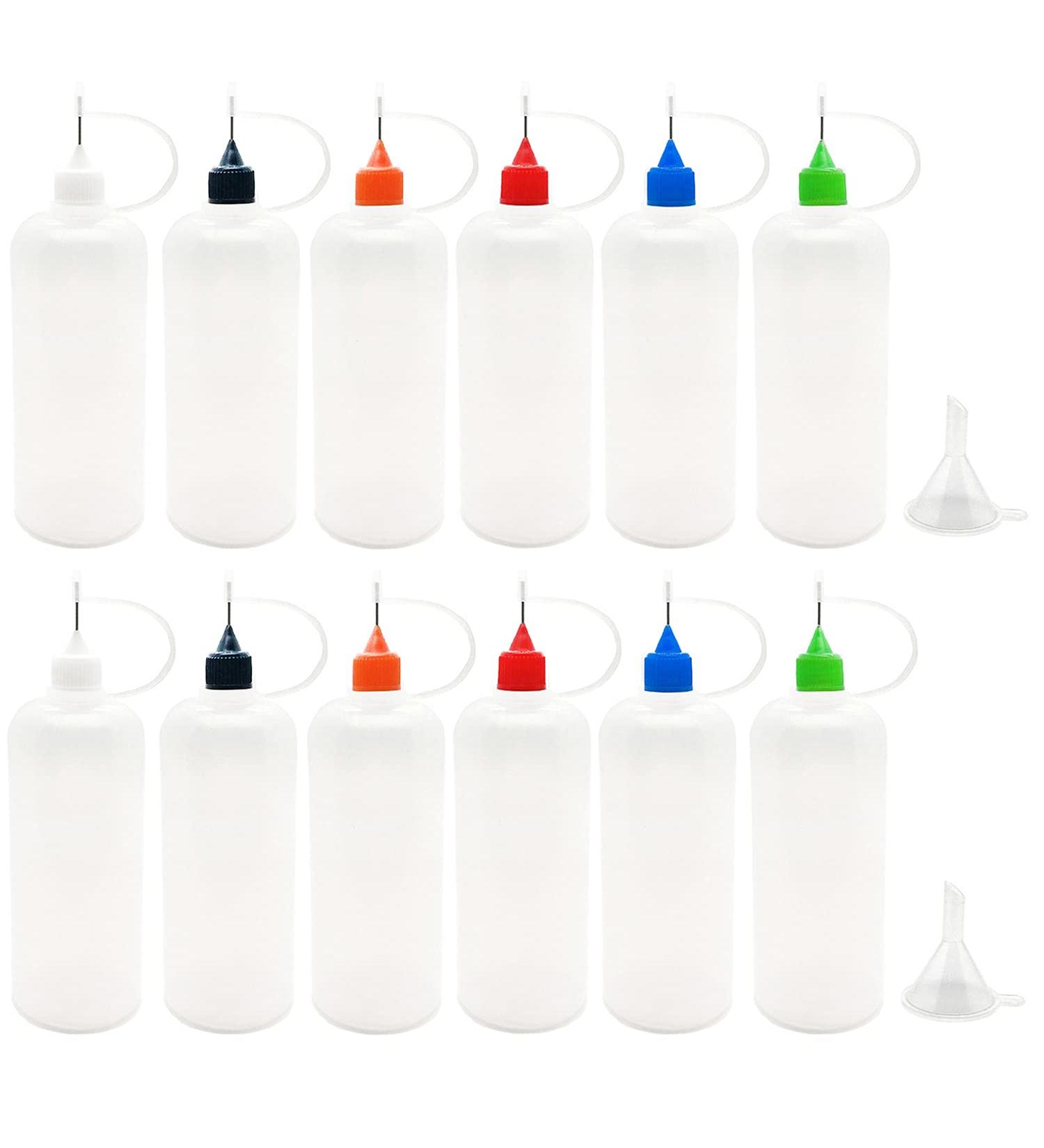 12-Pack 120ml Precision Tip Applicator Bottles with Funnel and Multicolor Lids - Buy Online on GoSupps.com