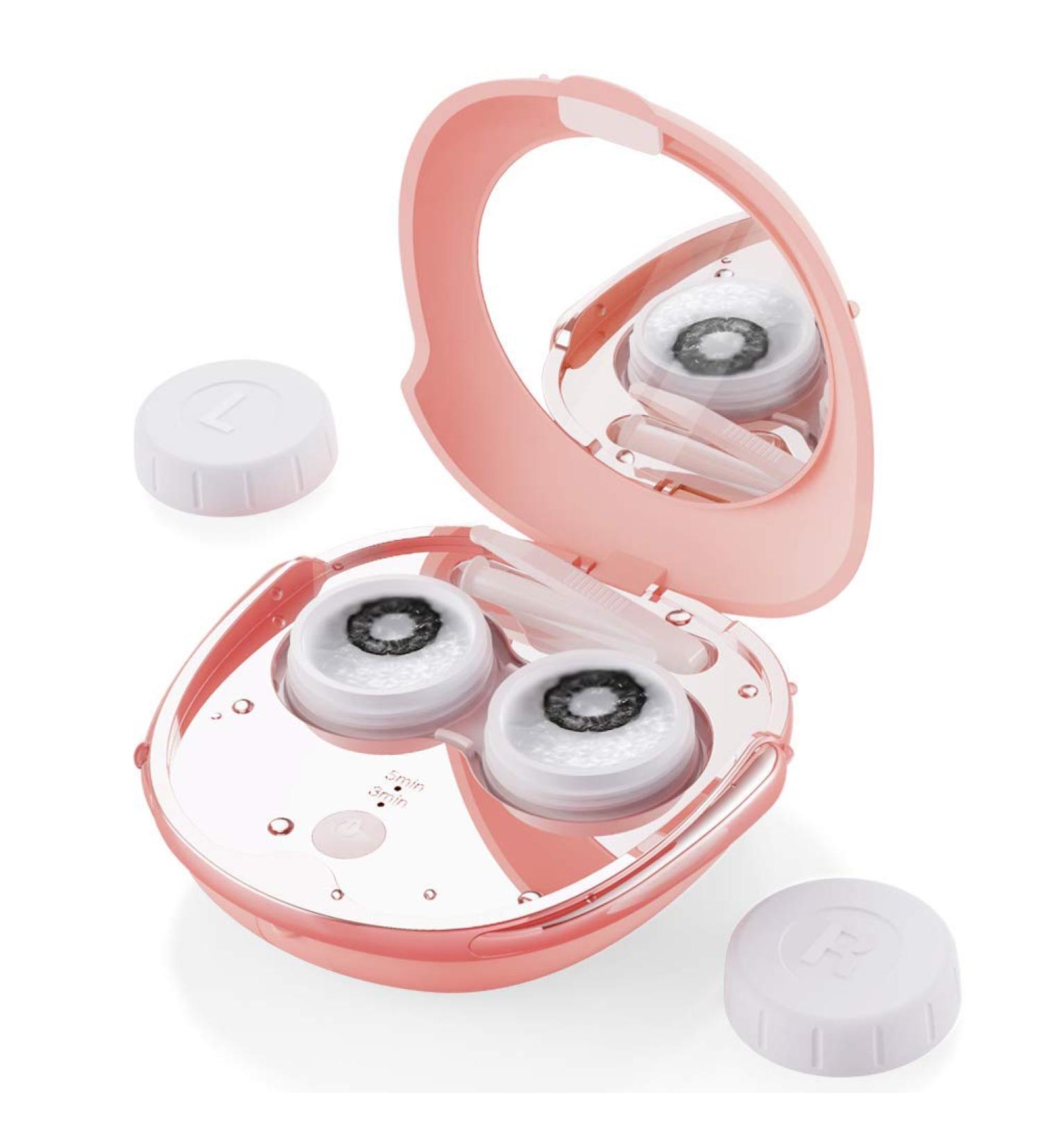 OFONE Rechargeable Contact Lens Cleaner Case with Mirror & Remover Applicator - Pink - Buy Online on GoSupps.com