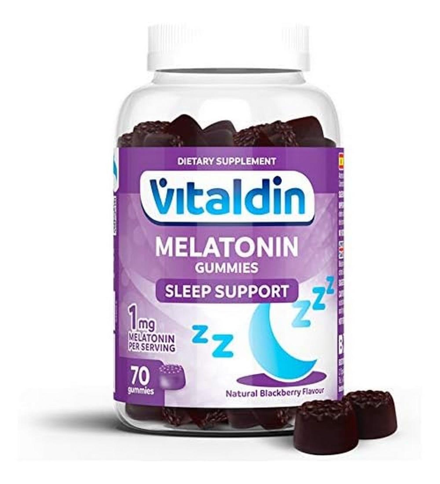 VITALDIN Melatonin Gummies - 1mg per dose - 70 gums (for 2 months) Blackberry Flavor - Helps Improve Sleep Quality - Gluten Free - for Kids and Adults - Buy Online on GoSupps.com
