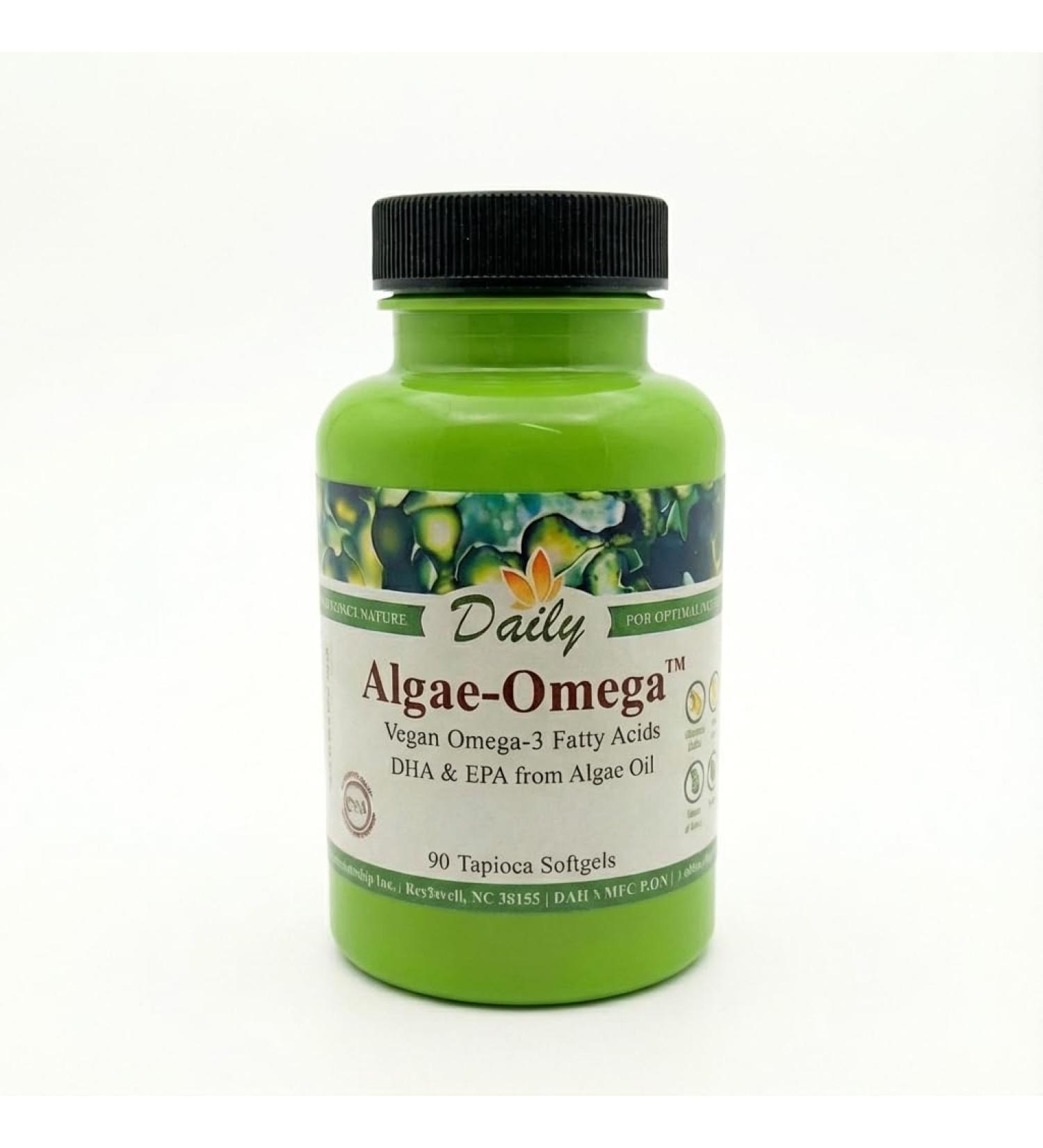 Daily Algae-Omega Vegan Omega 3 Supplement 300mg Algal Oil (180mg DHA / 100mg EPA) Plant Based Fish Oil Alternative for Brain Heart & Eye Health Non-GMO Mercury Free Burpless 90 Softgels - Buy Online on GoSupps.com