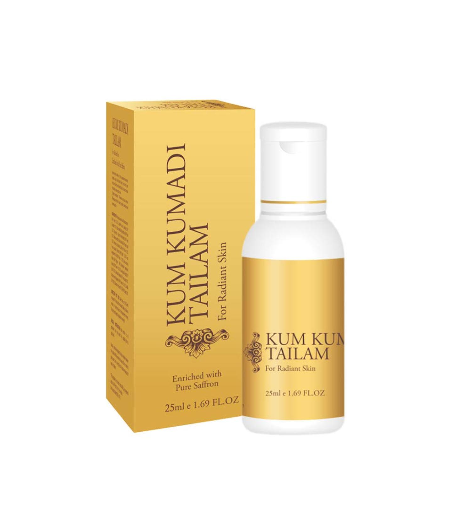 Vasu Kumkumadi Tailam 100% Ayurvedic - controls Acne Rosacea Pimples and gives Radiant Skin - Enriched With Pure Saffron 25ml - Buy Online on GoSupps.com