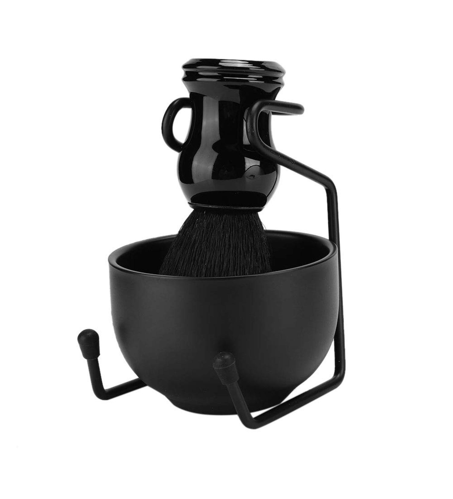 Men's Beard Trimmer Set 3-Piece with Holder Shaving Brush & Soap (Black) | International Shipping Available - Buy Online on GoSupps.com