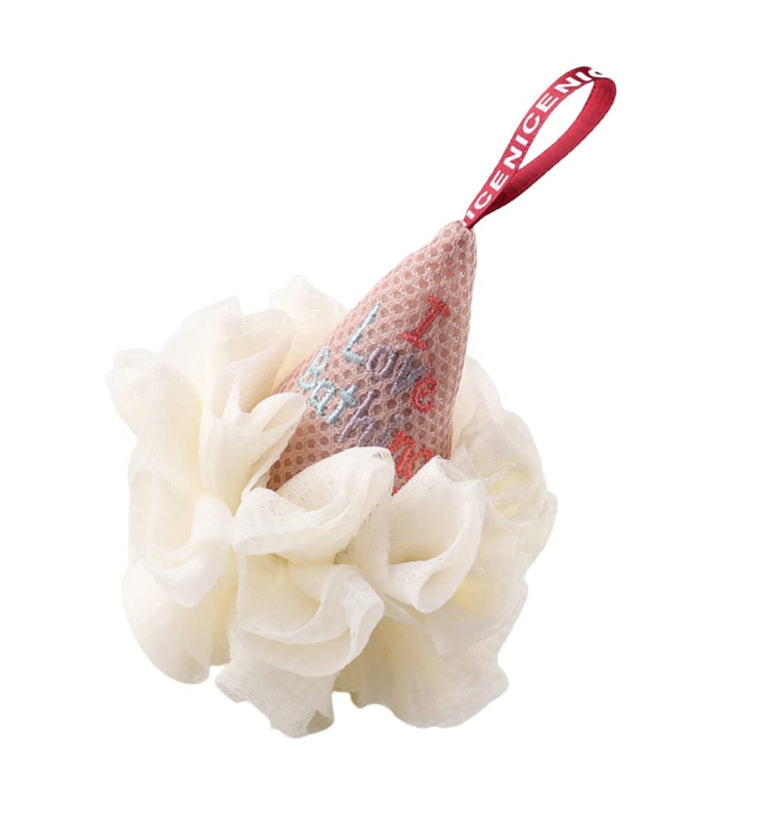 1pc Ice Cream Bath Ball Body Scrubber Sponge Ice Cream Loofah Sponge Mesh Pouf Bath Sponge Body Exfoliator Mesh Bath and Shower Sponge Men Body Wash Polyester Gel Girl Child White - Buy Online on GoSupps.com