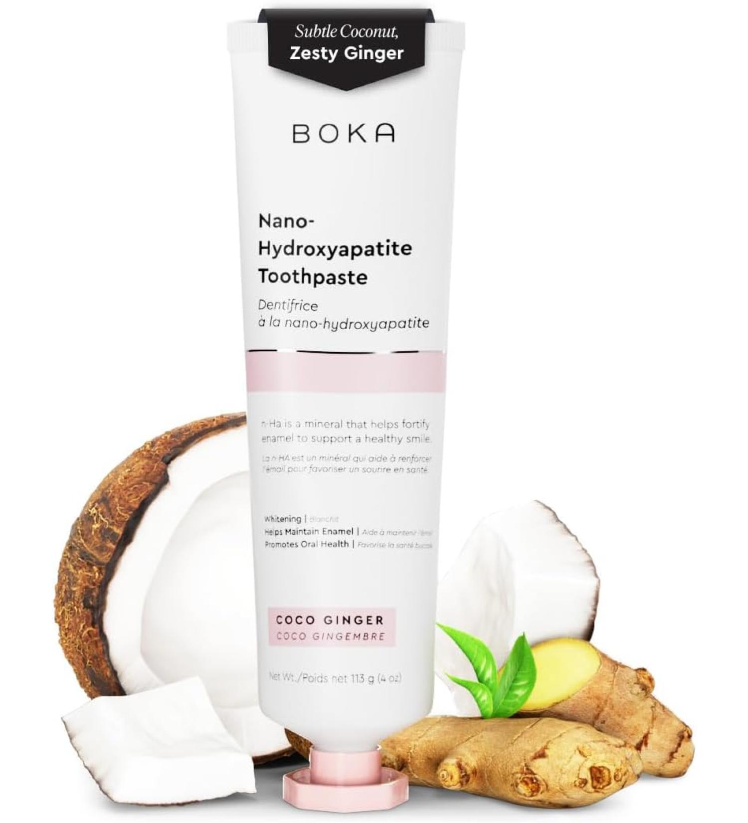Boka Coco Ginger Natural Toothpaste - Fluoride-Free, Whitening & Sensitivity Relief for Kids & Adults, Nano-Hydroxyapatite, 4oz Made in USA - Buy Online on GoSupps.com