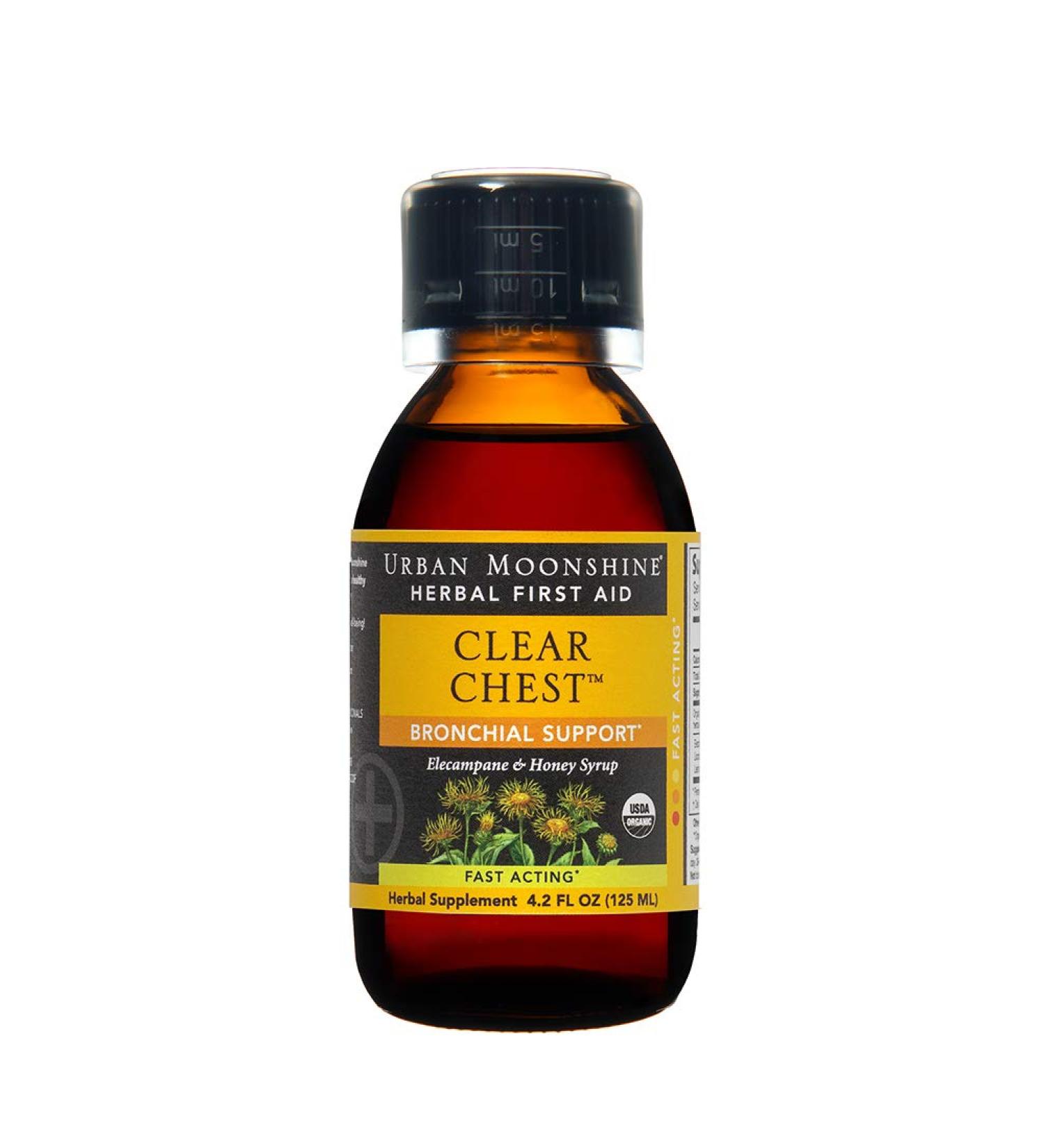 Urban Moonshine Clear Chest - Organic Herbal First Aid Supplement | Elecampane & Honey Syrup 4.2 FL OZ - Buy Online on GoSupps.com