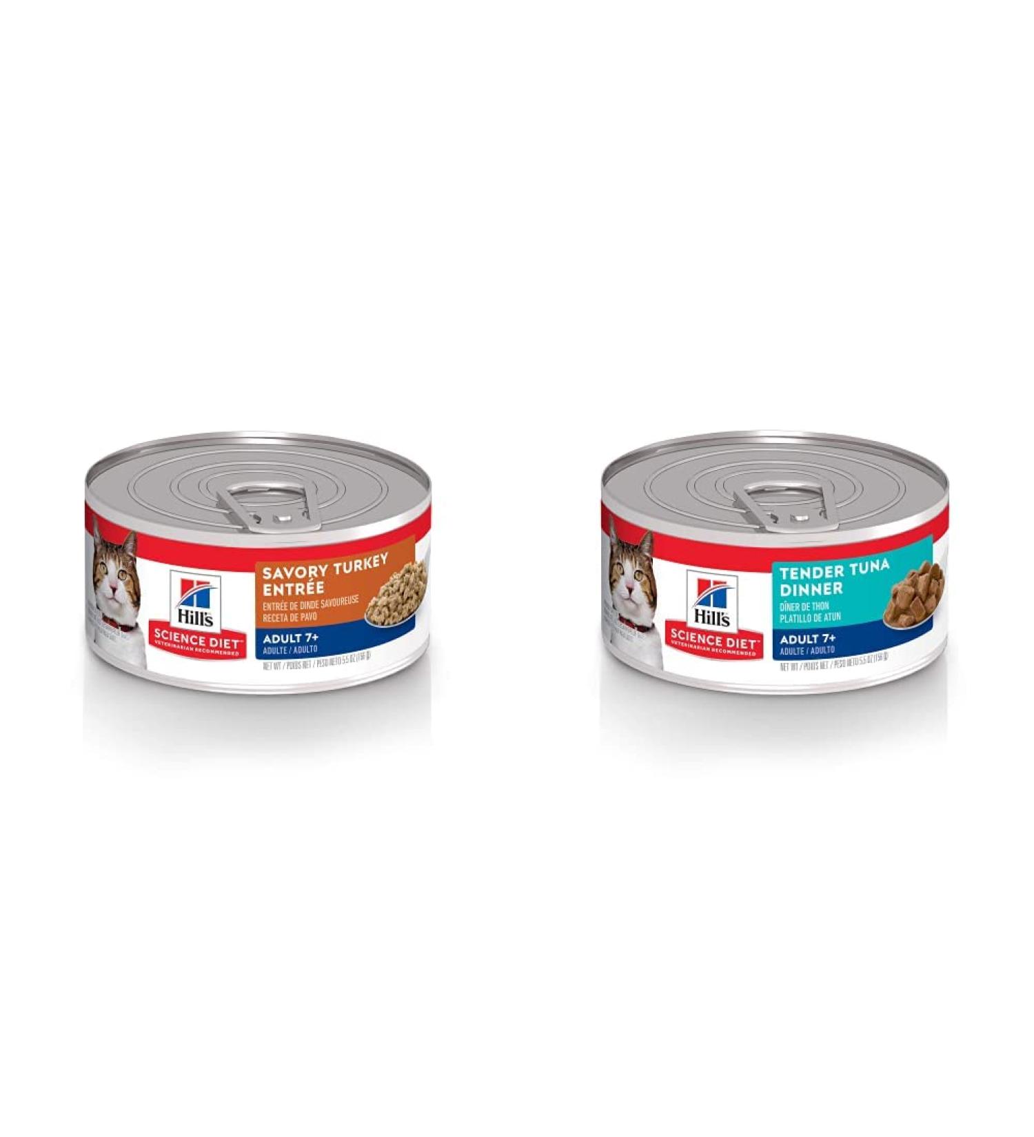 Hill's Science Diet Senior 7+ Canned Cat Food Savory Turkey Entr e | Tender Tuna Dinner (5.5 oz 48 Packs) - Buy Online on GoSupps.com