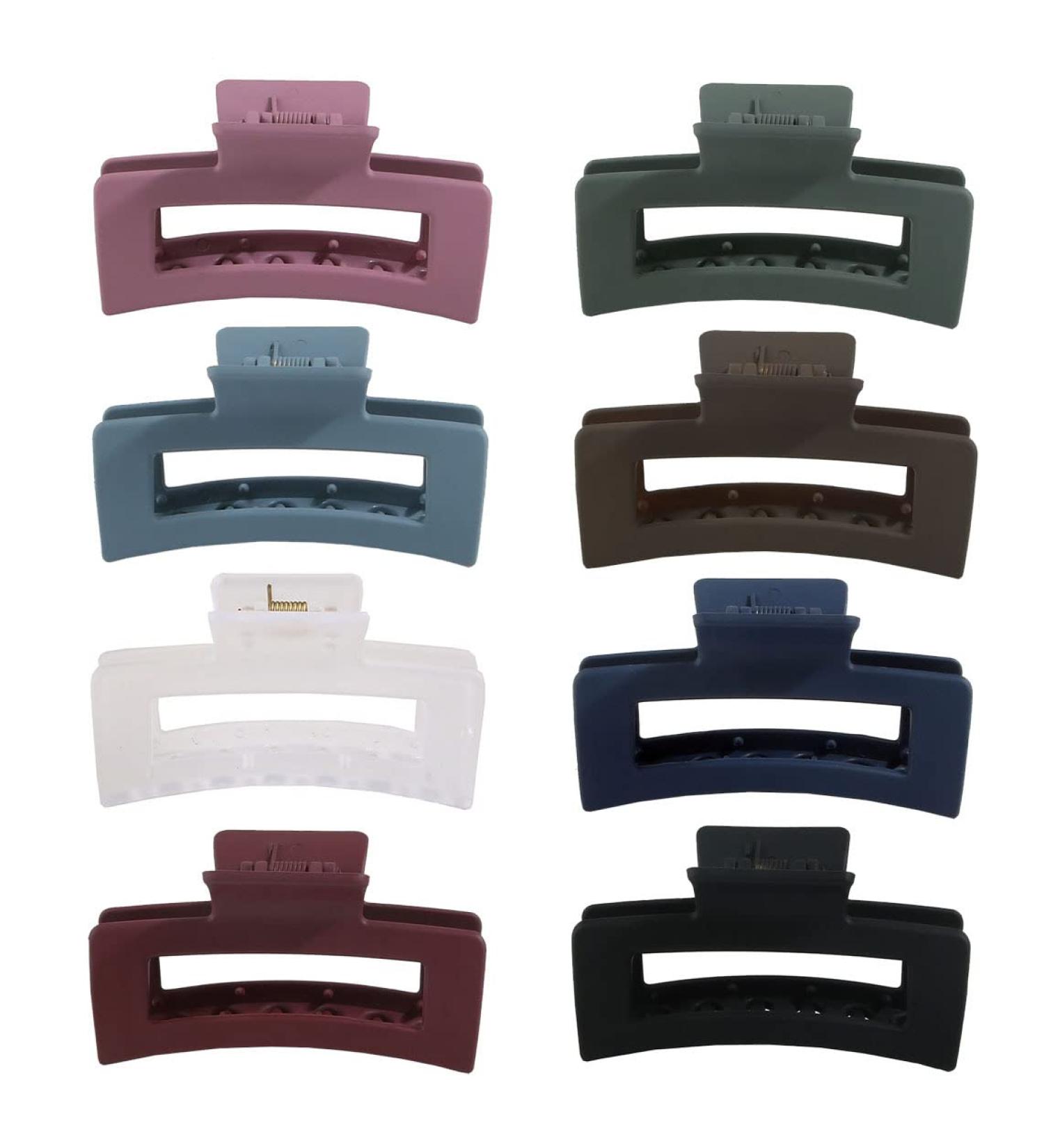 Large Rectangle Claw Hair Clips Set for Women - Matte Neutral Preppy Hair Accessories for Thick & Thin Hair - Strong Hold Nonslip Design (Multicolor-07, 8 Pcs) - Buy Online on GoSupps.com