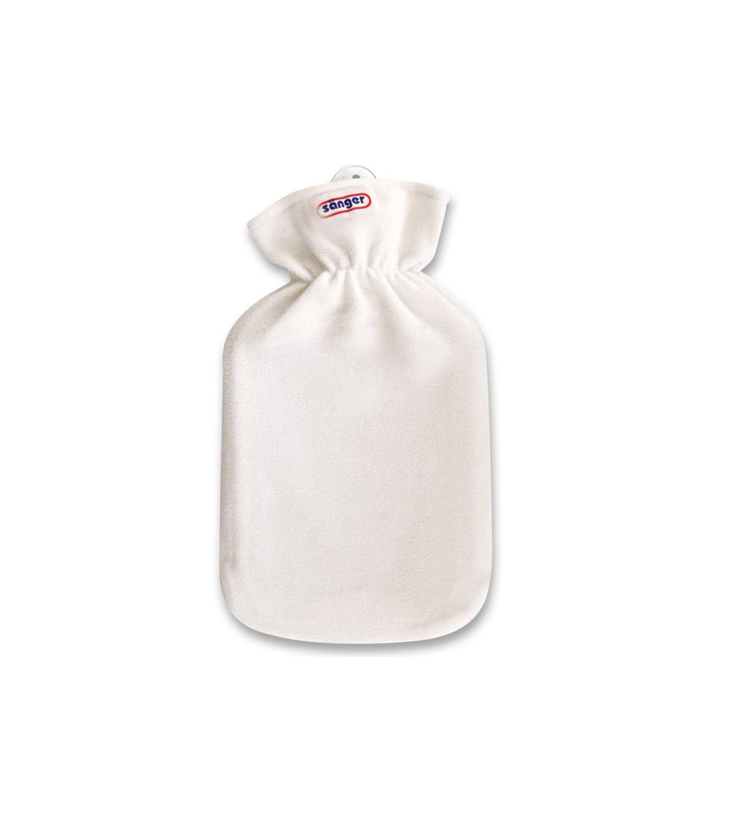 Hot Water Bottle with Fleece Cover - 2.0 Liters (White) | Comfortable Safe & Ideal for Cold Relief - Shop Internationally! - Buy Online on GoSupps.com