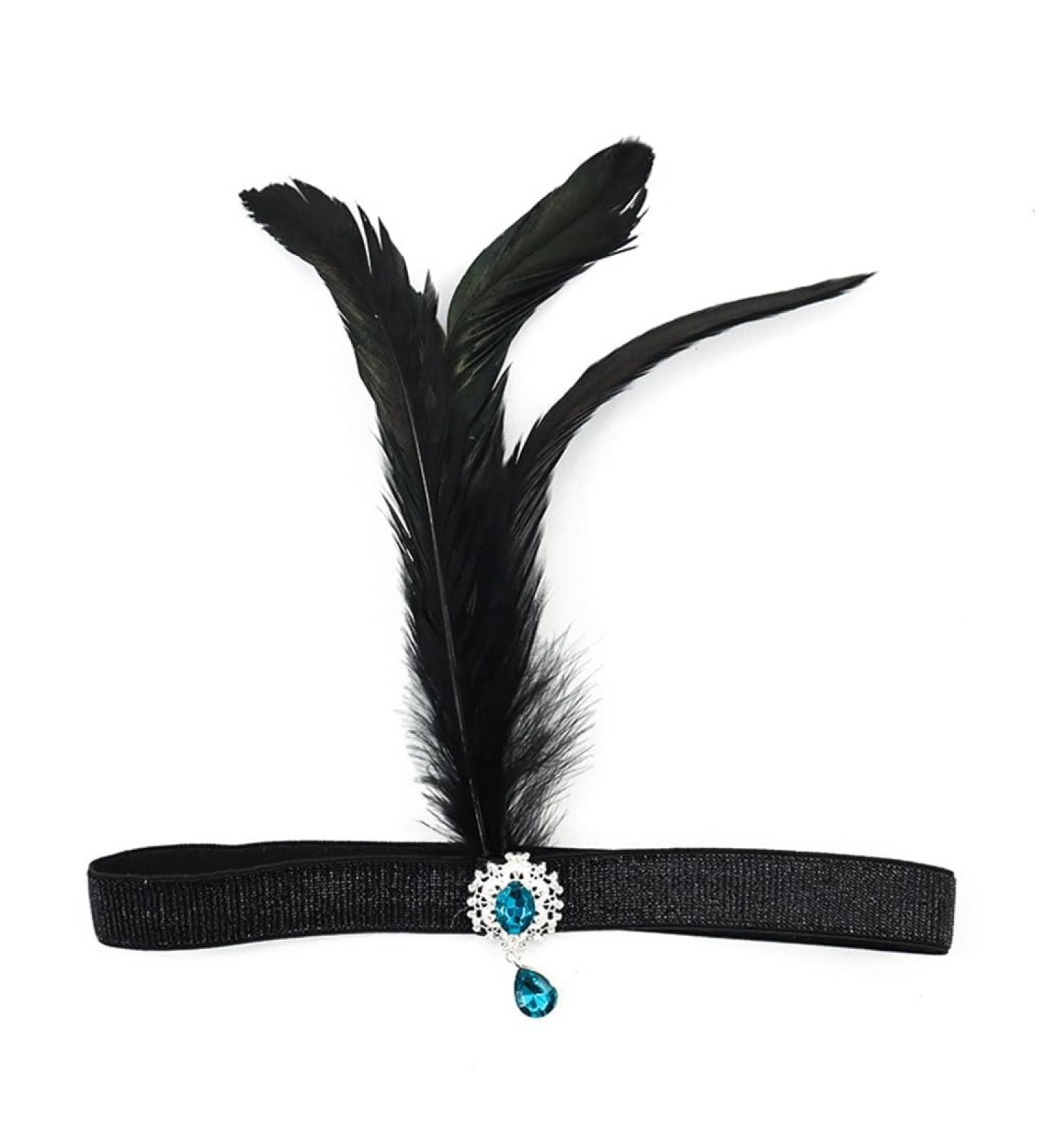 xbiez Rhinestone&Feather Headband for Women Elastic 1920s Headband Carnival Wedding Party Bride Photography Hair Accessories 1921 Blue Pendant - Buy Online on GoSupps.com