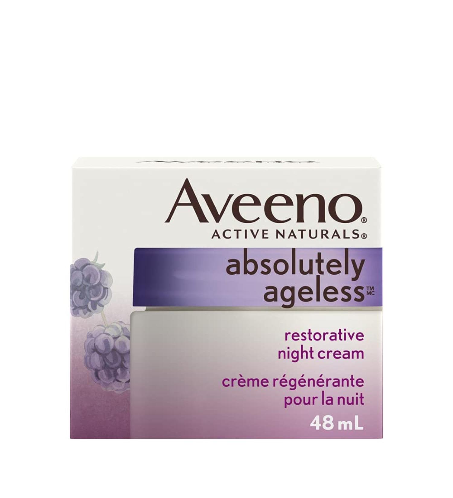 Aveeno Anti Aging Night Cream Active Naturals Absolutely Ageless Restorative Face Moisturizer for Wrinkles and Fine Lines Hydrating Lotion with Blackberry Complex Non-Comedogenic and Hypoallergenic 48ML - Buy Online on GoSupps.com