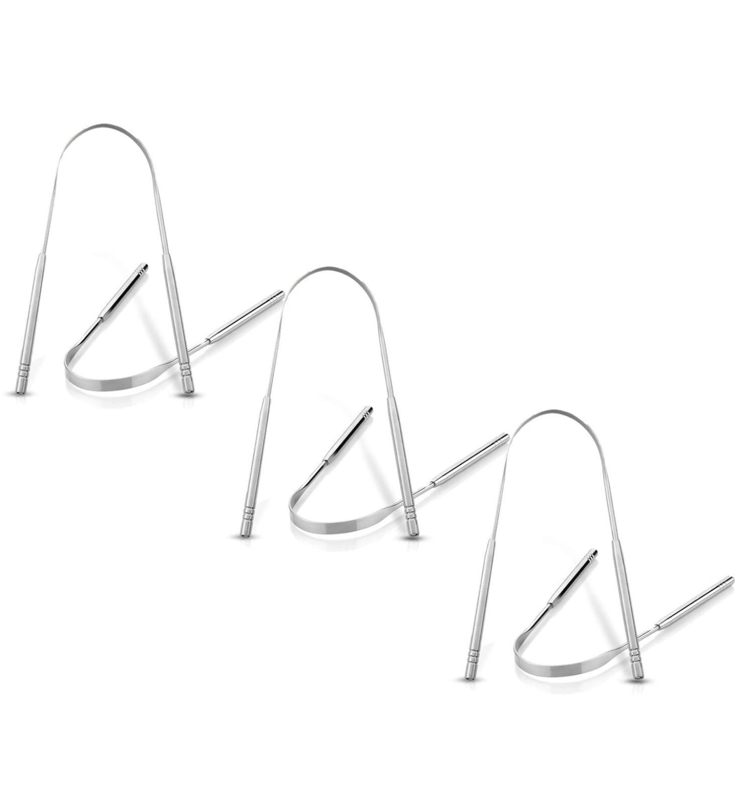 Tongue Scraper 4-Pack - Stainless Steel Tongue Cleaning Brushes for Fresh Breath & Oral Health | Bad Breath Remedy - Buy Online on GoSupps.com