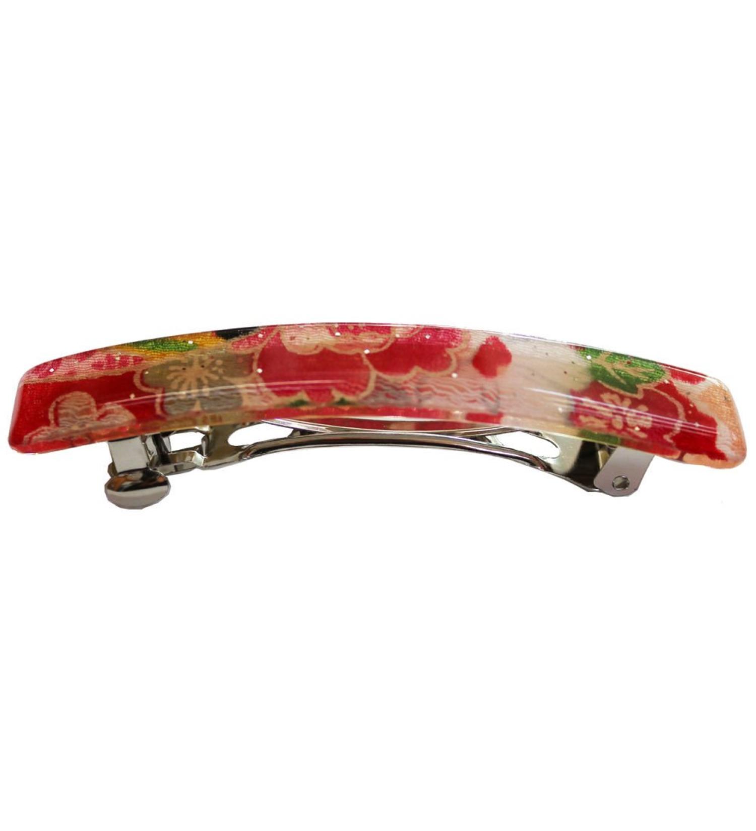 Japanese Kyoto Chirimen Barette Hair Clip/Clasp (Red/Pink) - Buy Online on GoSupps.com