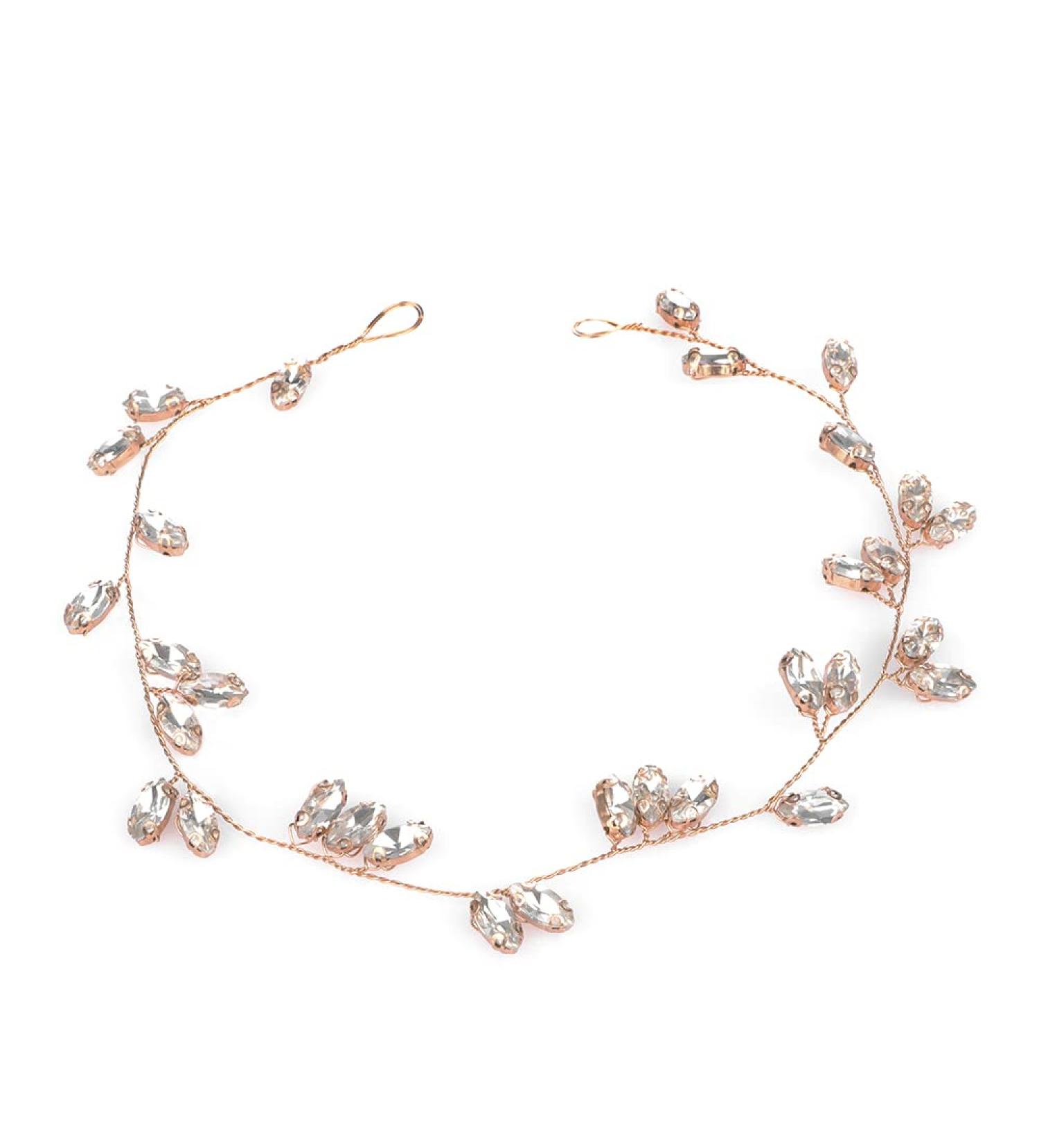 Kercisbeauty Rose Gold Wedding Crystal Headband for Bride | Bridal Hair Vine Wreath Prom Accessories - Buy Online on GoSupps.com