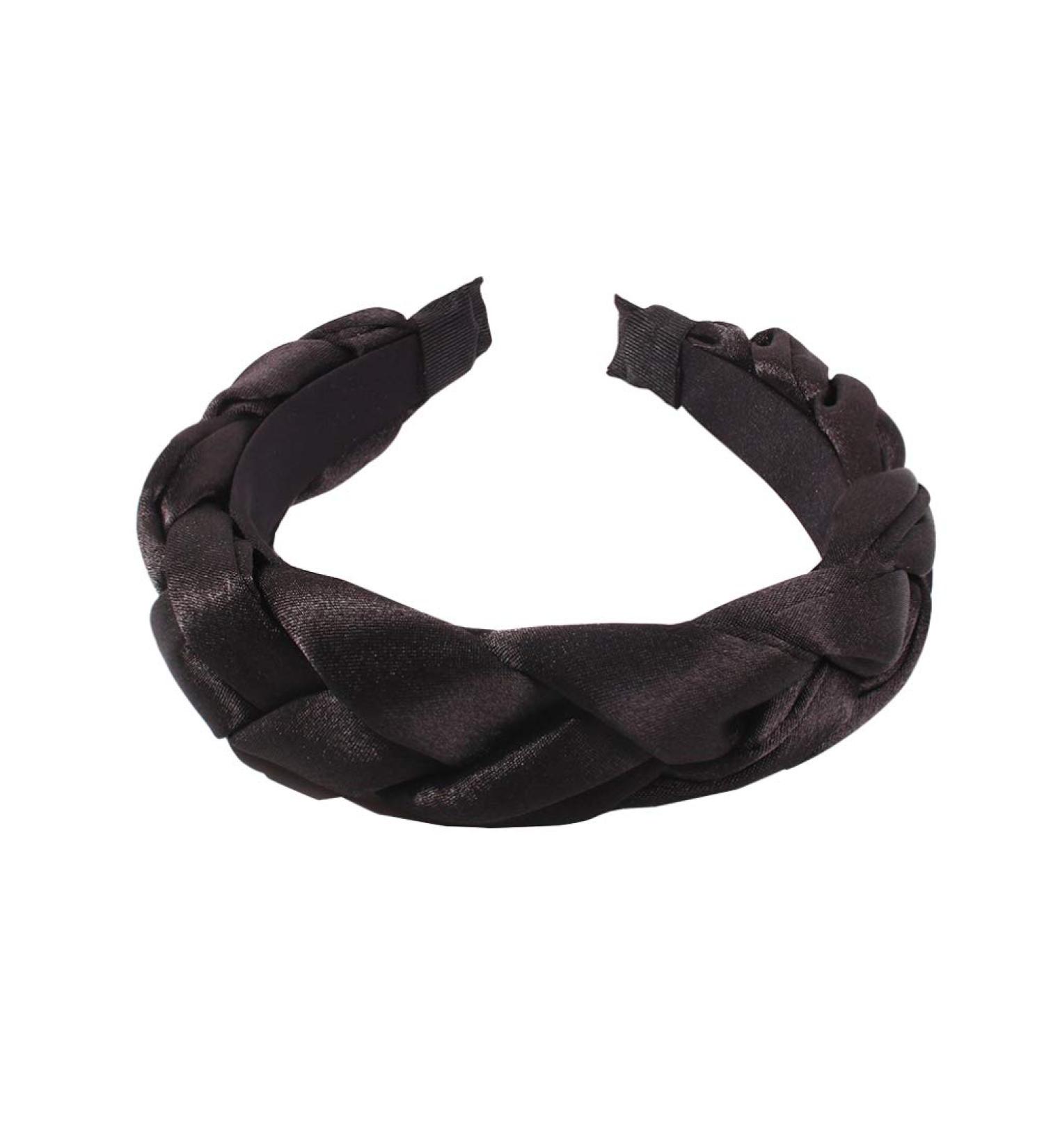 Braided Satin Headband for Women | Vintage Padded Hair Accessory - Black - Buy Online on GoSupps.com