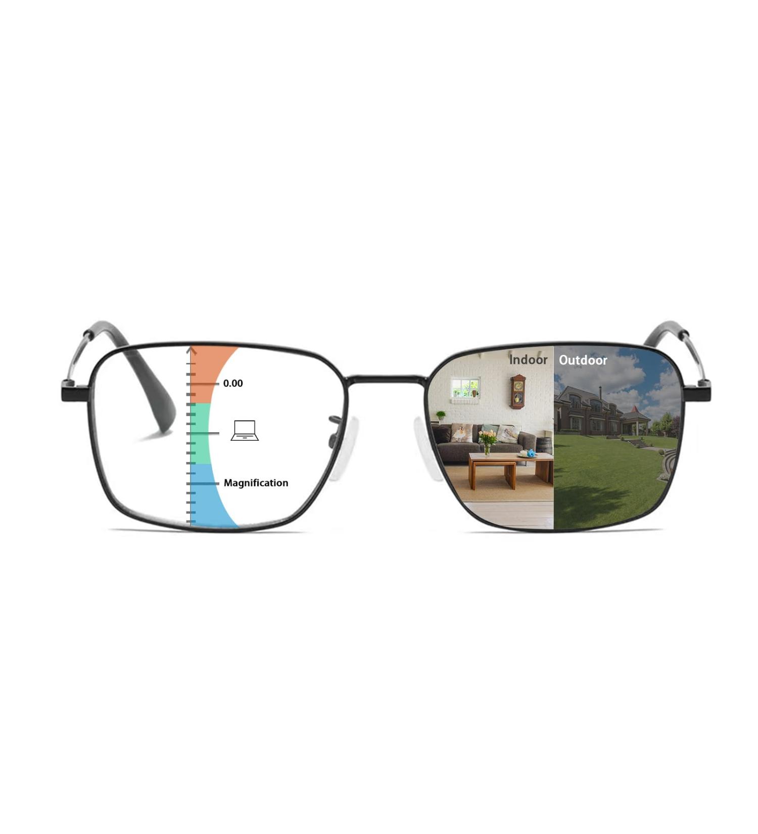 Men's Progressive Multifocus Photochromic Reading Glasses - Anti-Blue Light Multifocal Sunglasses - Black Frame 2.5x - International Shipping Available - Buy Online on GoSupps.com
