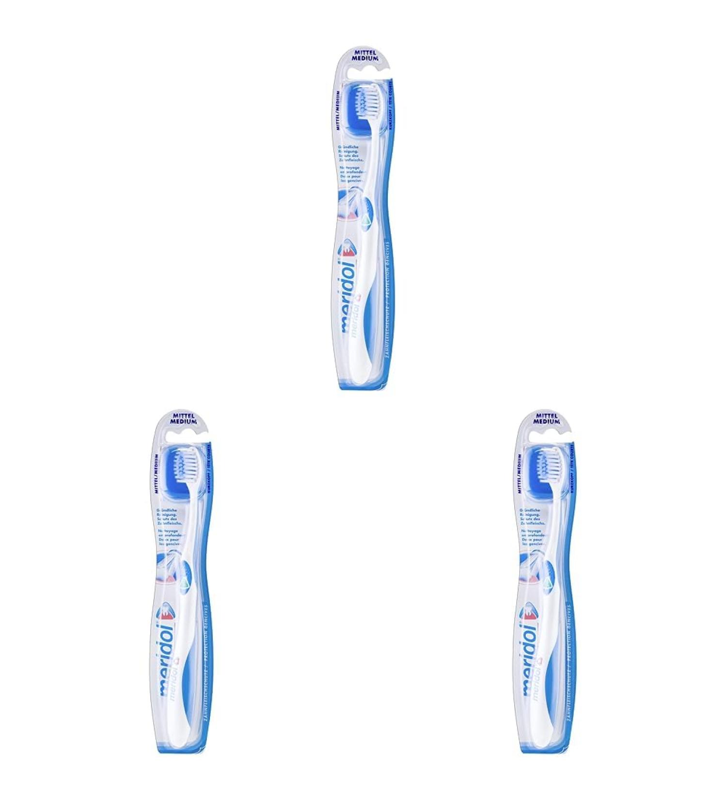 Meridol Toothbrush for Gum Protection - Medium Gentle Cleaning Manual Toothbrush (3 Pack) - Buy Online on GoSupps.com