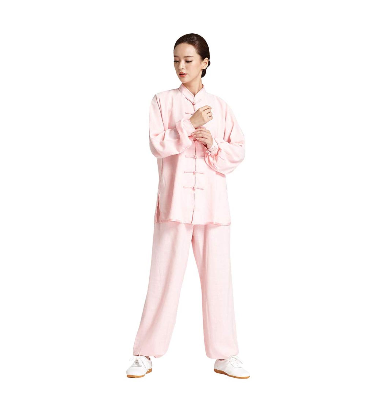 Unisex Adult Tai Chi Uniform - Traditional Chinese Kung Fu Suit - Pink - Medium - Buy Online on GoSupps.com
