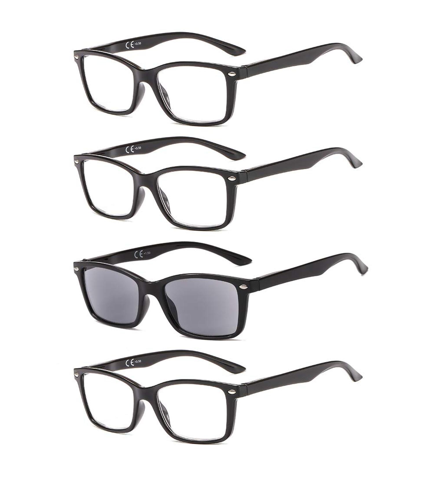 Suertree Reading Glasses - 4-Piece Set with Spring Hinge | Visual Aid for Men & Women | 1.5x Diopter | Stylish Sun Reading Glasses - Buy Online on GoSupps.com