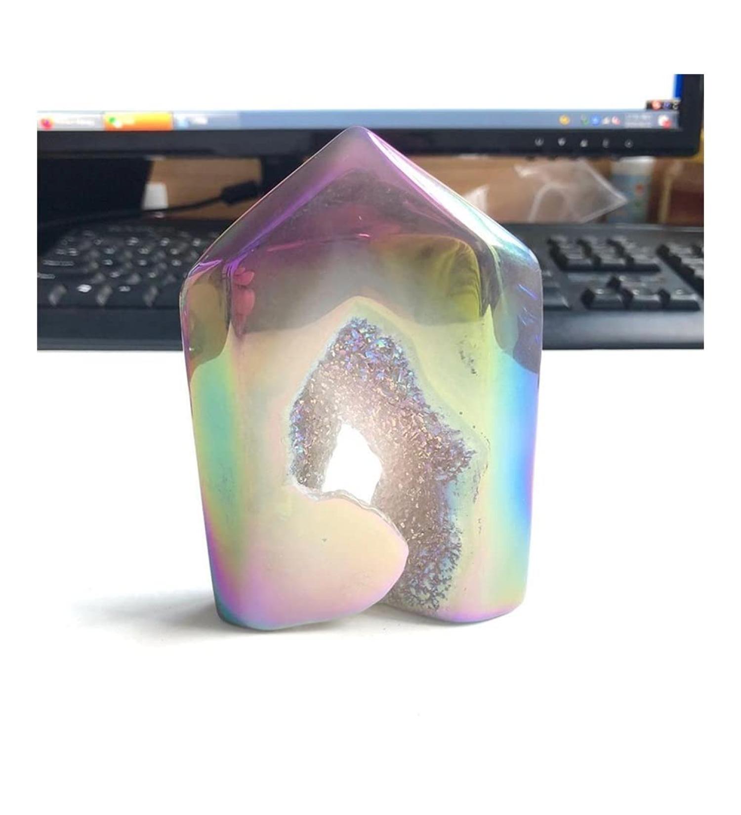 Balance Natural Aura Hole Crystal Obelisk Agate Geode Rough Rockstone Hand Carved Figurine Specimen Gemstone Home Lucky Stone Raw Stones and Minerals Home Goods - Buy Online on GoSupps.com