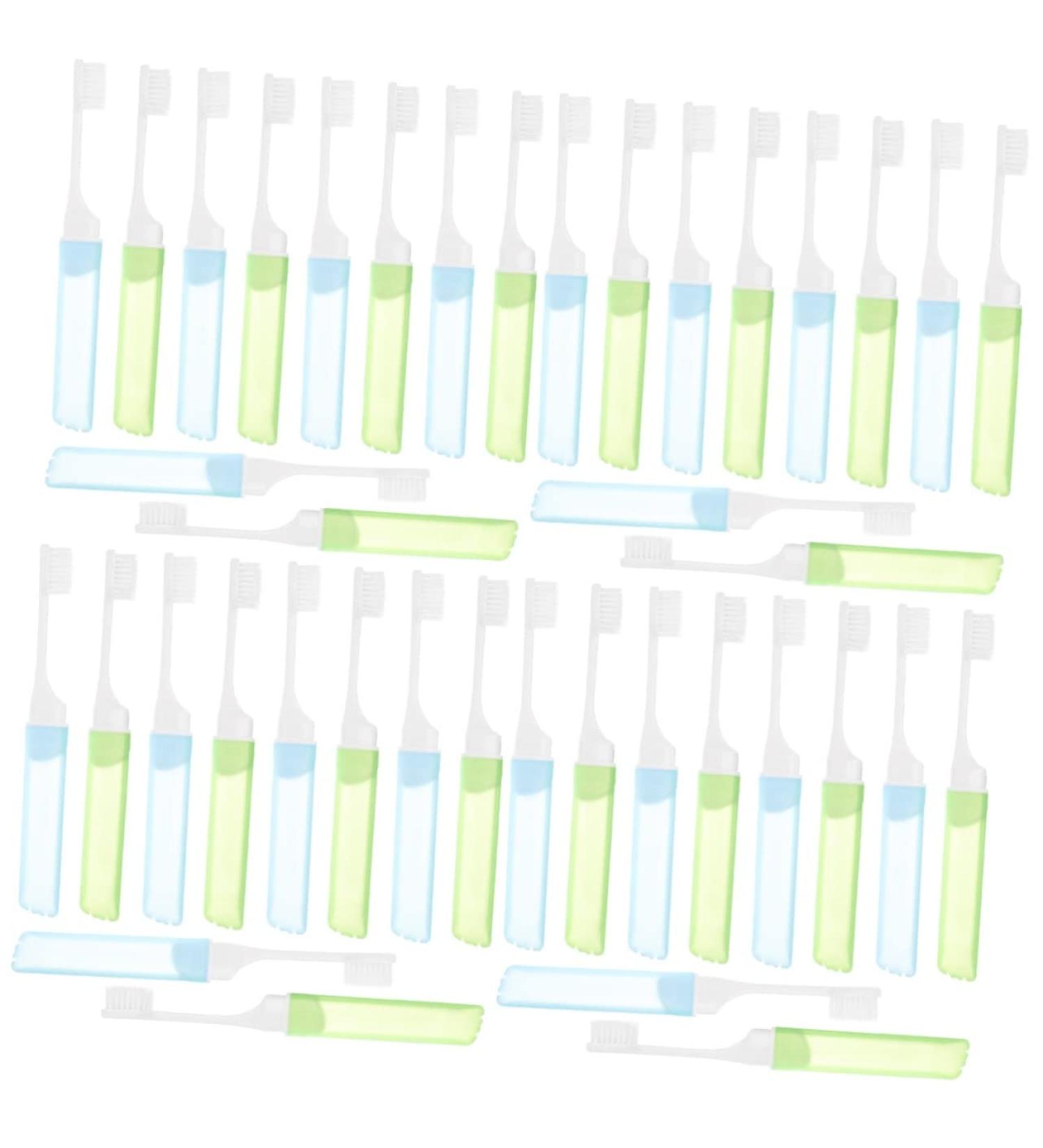 Shop TOVINANNA 40 STK Collapsible Travel Toothbrush - Portable Tongue Cleaner & Pocket Manual Teeth Care | Perfect Travel Must-Have Gift - Buy Online on GoSupps.com