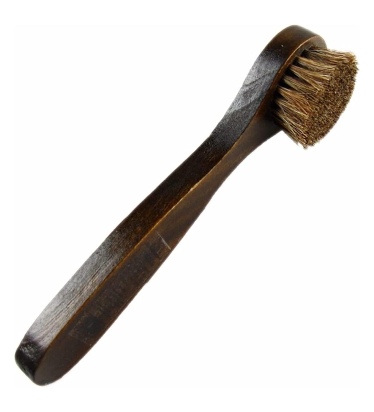 Shoe Brush Natural Wood Bristle Horse Hair Shoe Boot Brush Polish Brush Leather Boots Cleaner Care Brush(17x2cm) - Buy Online on GoSupps.com