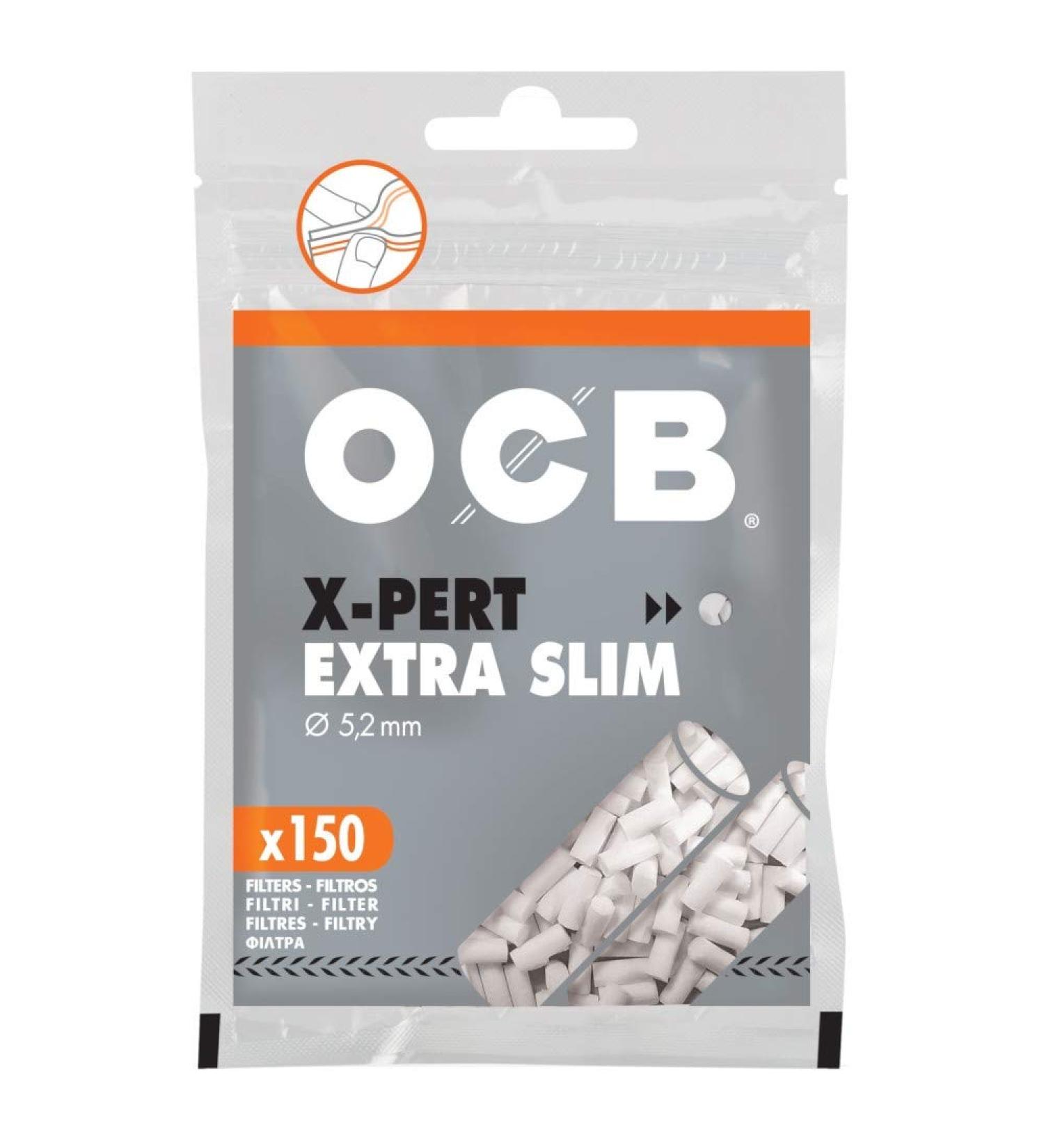 OCB Filter Tips - X-PERT Extra Slim Size - 150 Pack