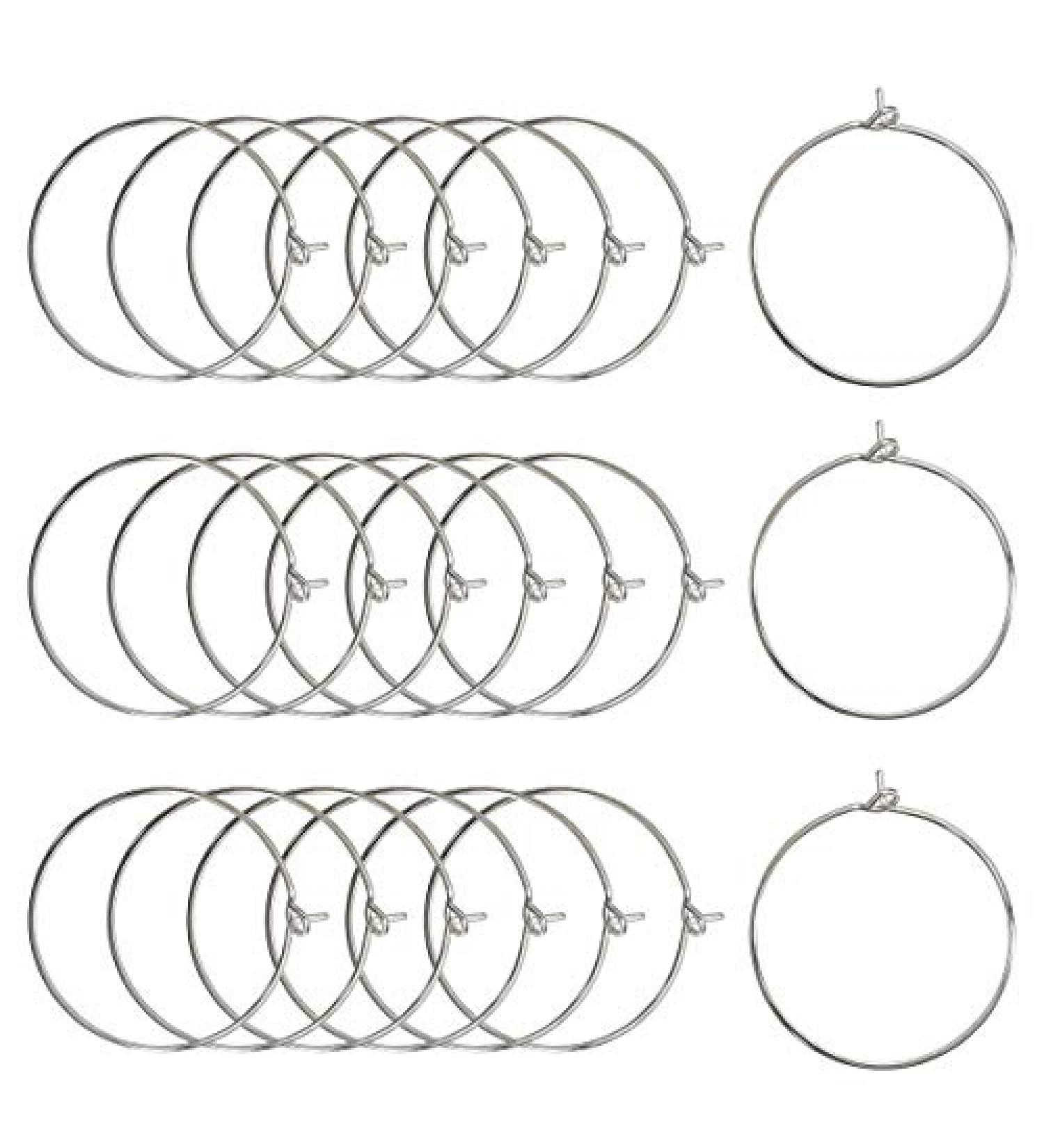 JIALEEY 100PCS Wine Glass Charm Rings - 25mm Silver Plated Jump Rings for Jewelry Making & Events - Buy Online on GoSupps.com