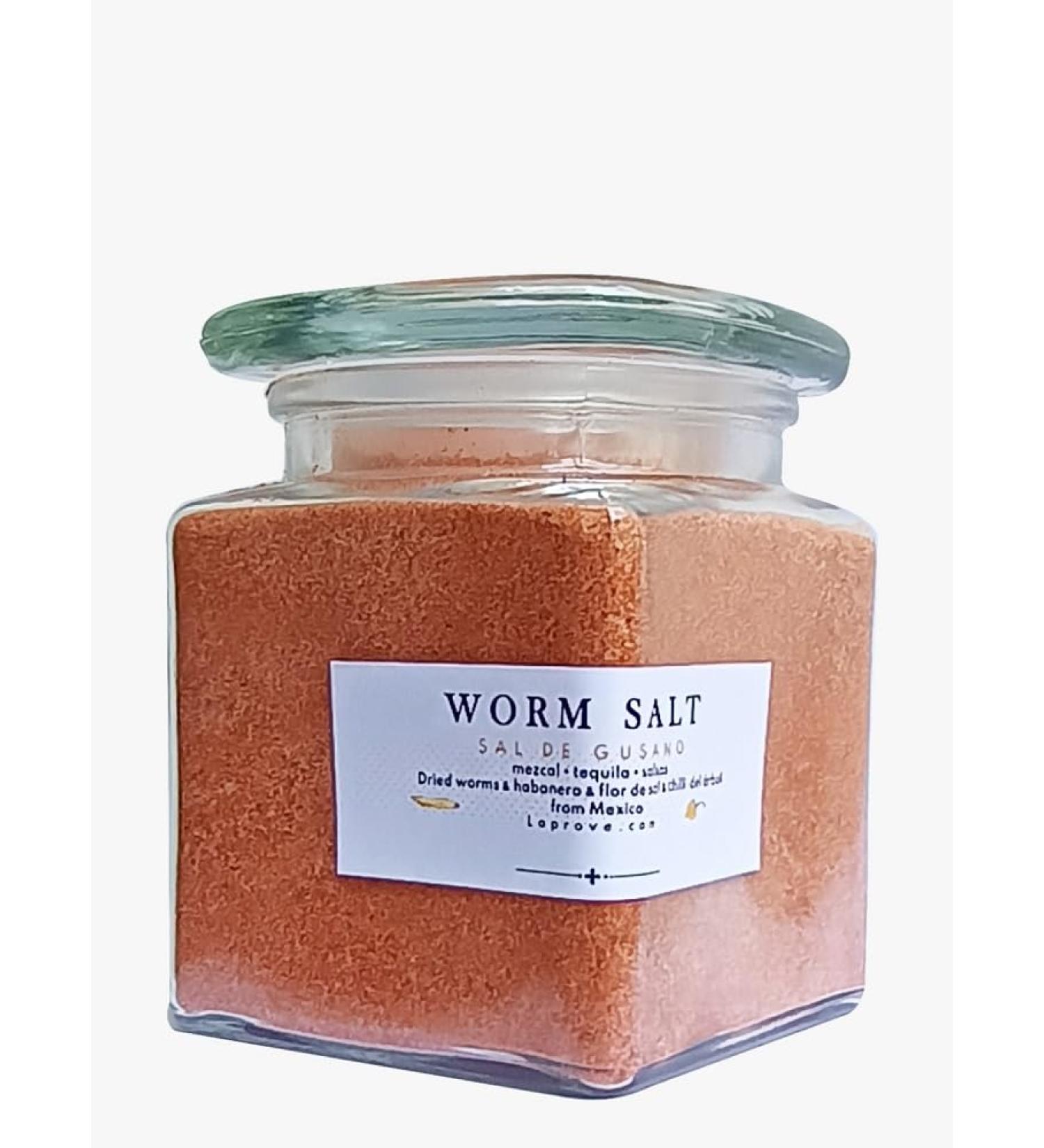 Mexican Salt Dried Worms 1000g for Mexican Drinks in a Sturdy Square Glass - Buy Online on GoSupps.com