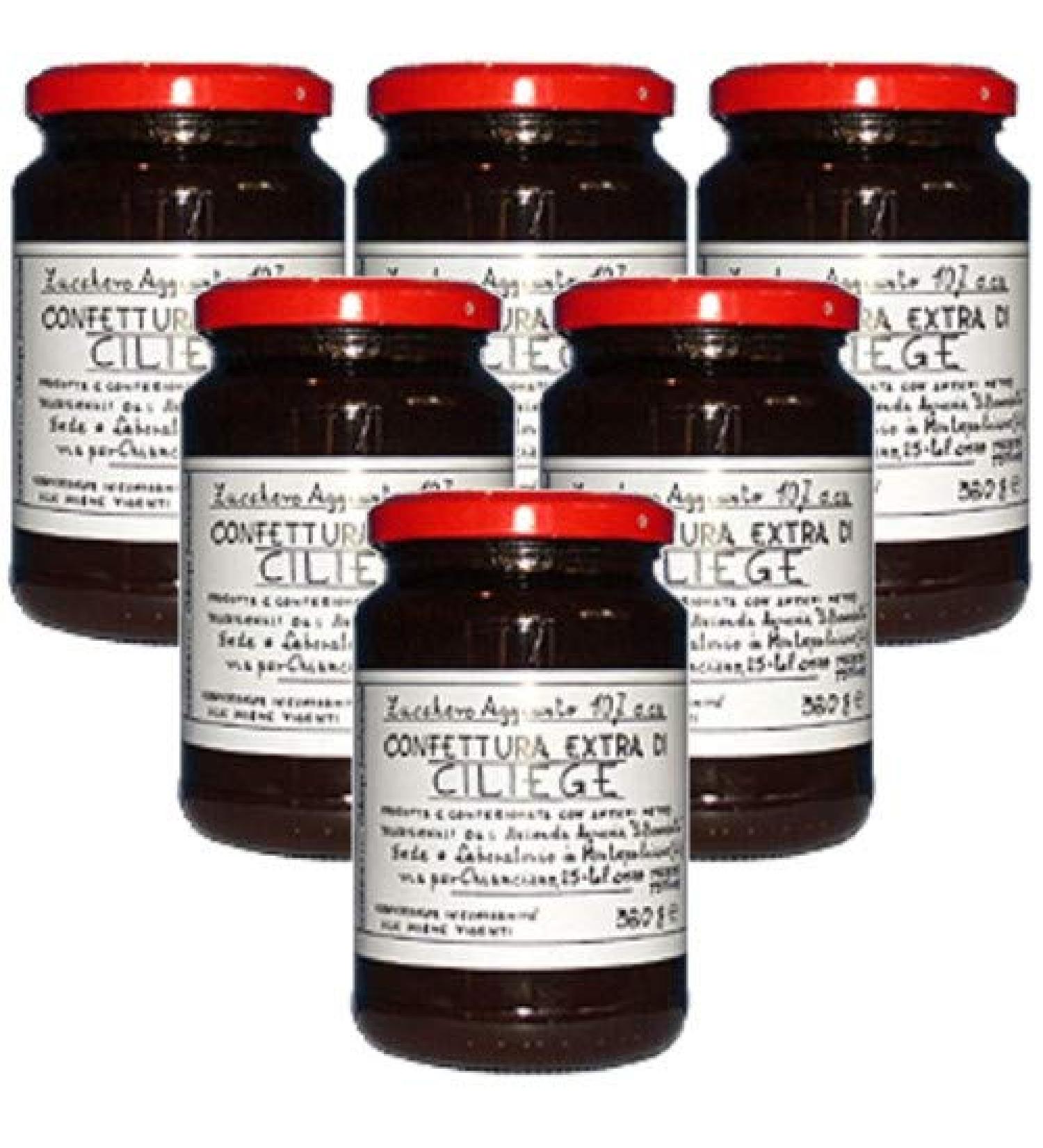 Extra cherry jam San Benedetto Montepulciano jam - Italian Artisan Product (6 pots 380 grams)