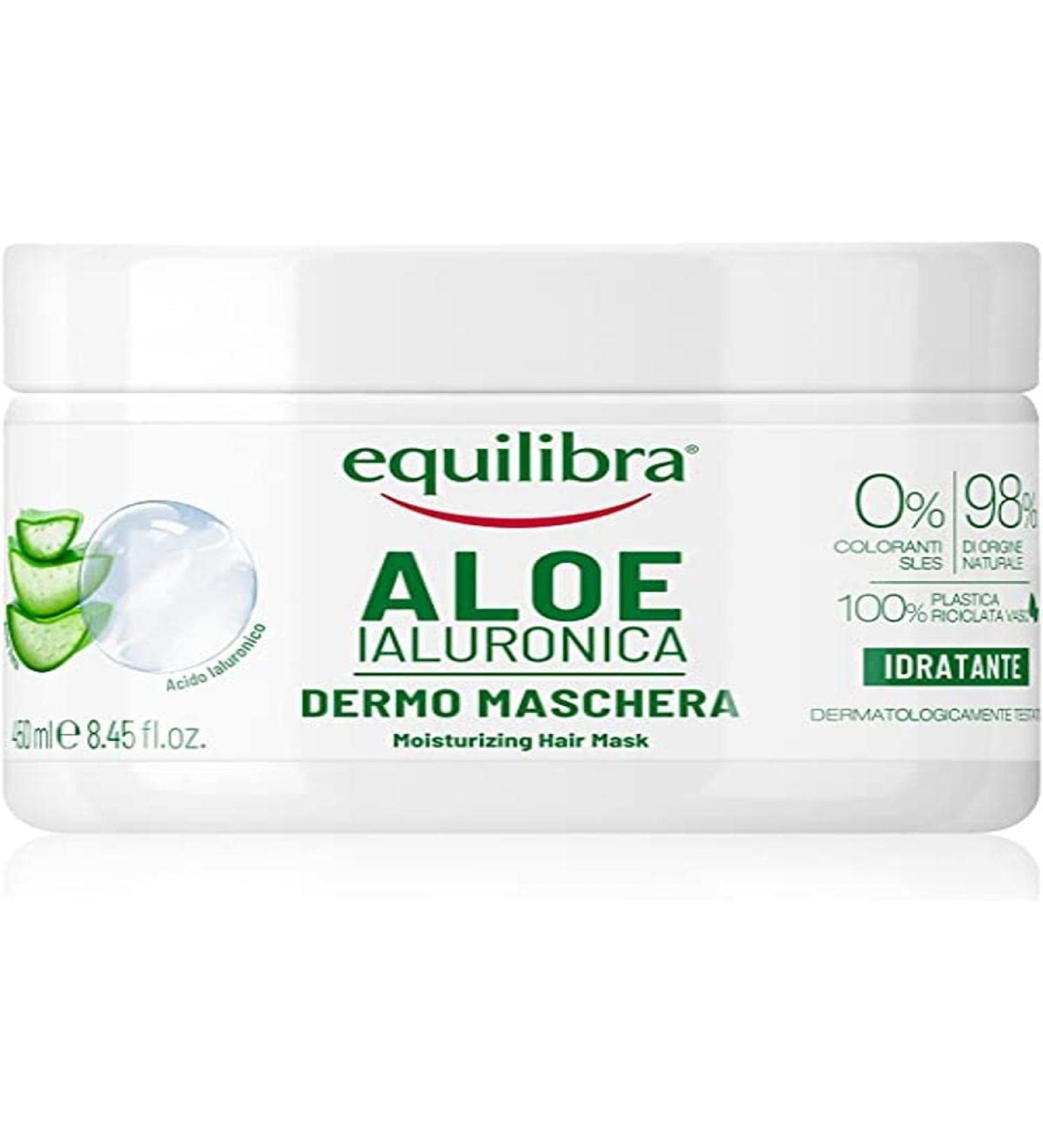 Equilibra SRL Hyaluron Aloe Vera balancing mask moisturizing and detangling with aloe vera 20 hyaluronic acid nettle extract 450 ml 450 ml Confezione da 1