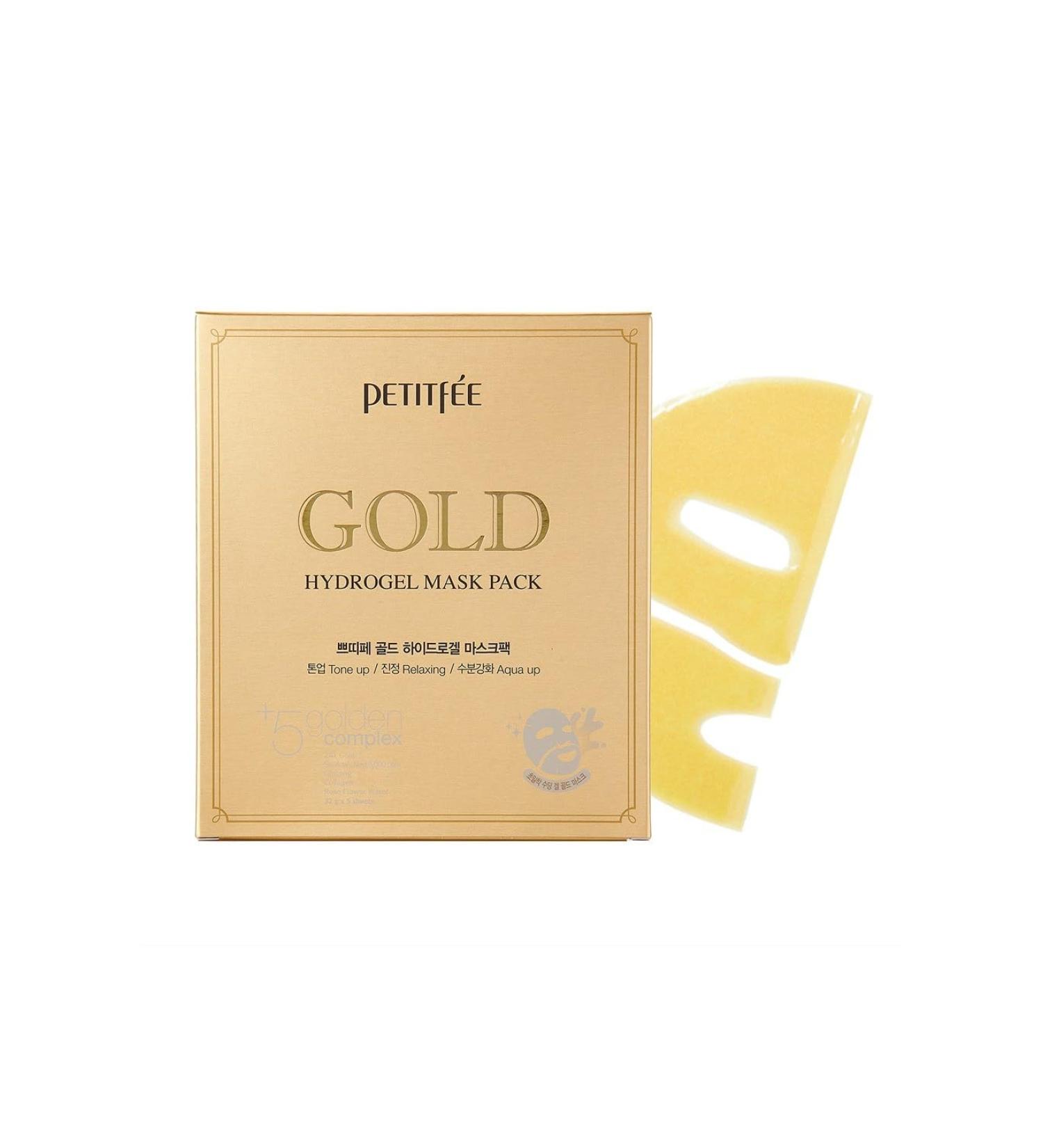 Petitfee Gold Hydrogel Mask Pack - 5PCs | Premium Anti-Aging Face Masks for Radiant Skin | International Shipping Available - Buy Online on GoSupps.com