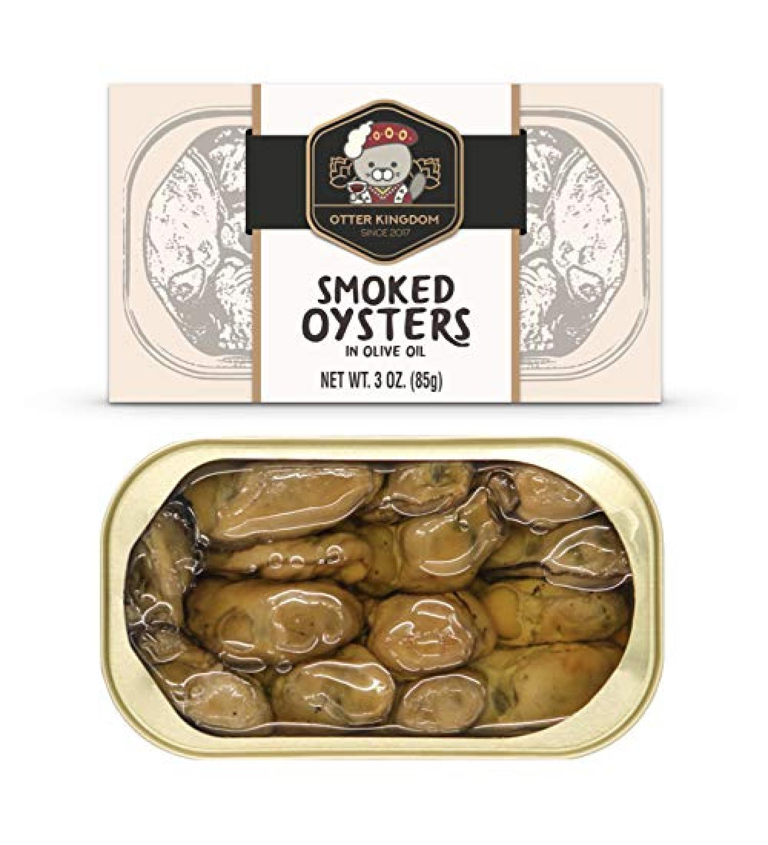 Otter Kingdom Premium Smoked Oysters in Olive Oil 3oz Cans (Pack of 12) - Buy Online on GoSupps.com