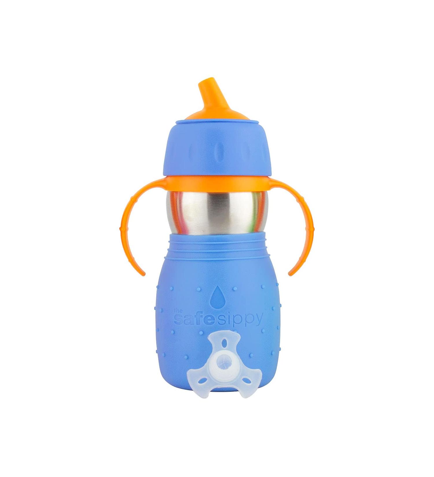 Kid Basix Safe Sippy Stainless Steel Cup - Round Spout, BPA Free, 11 oz - Blue | Dishwasher Safe for Babies/Toddlers on-the-go - Buy Online on GoSupps.com