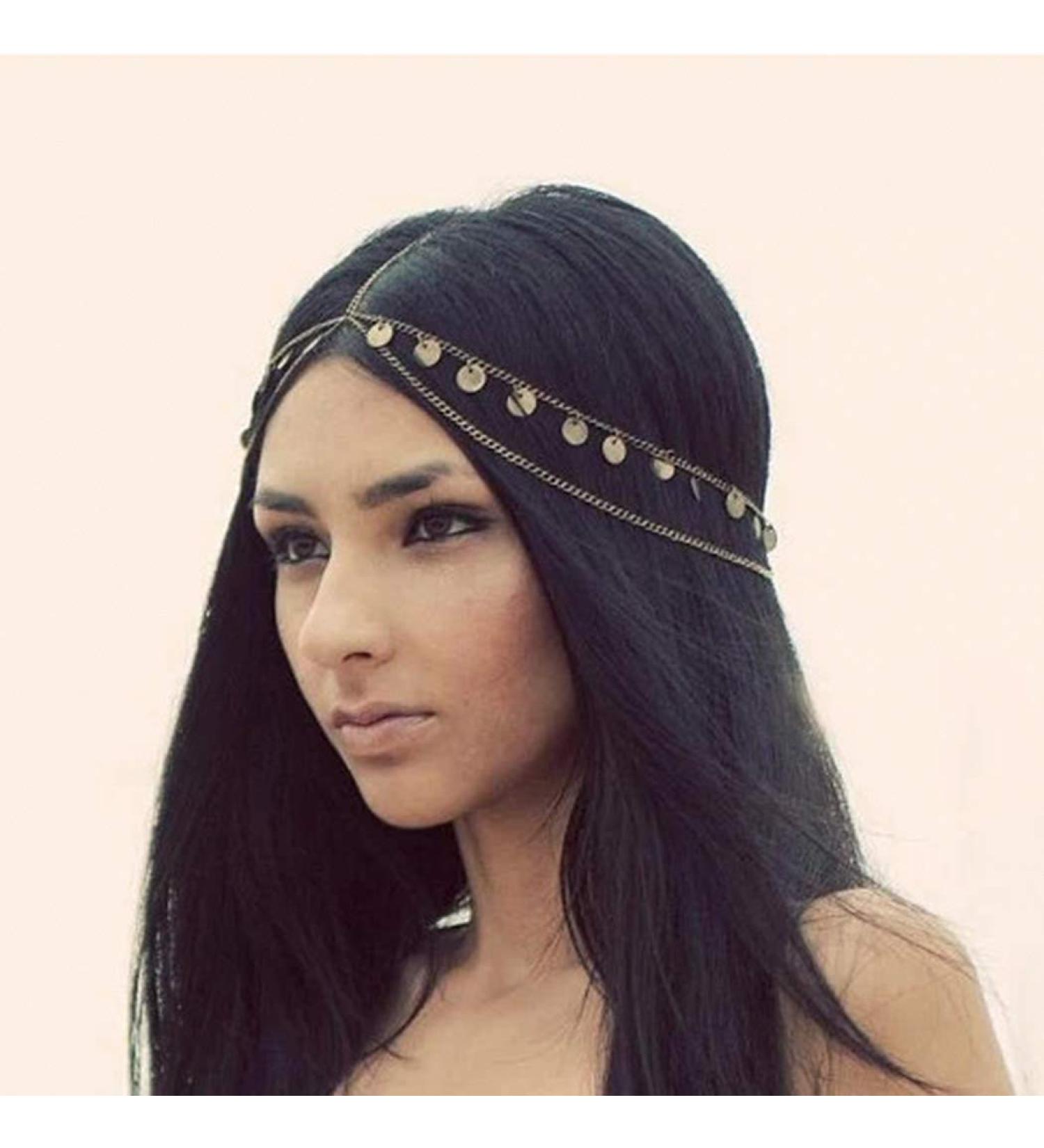 Catery Gold Sequins Bohemian Head Chain for Women - Gypsy Headpiece Hair Accessory - Buy Online on GoSupps.com