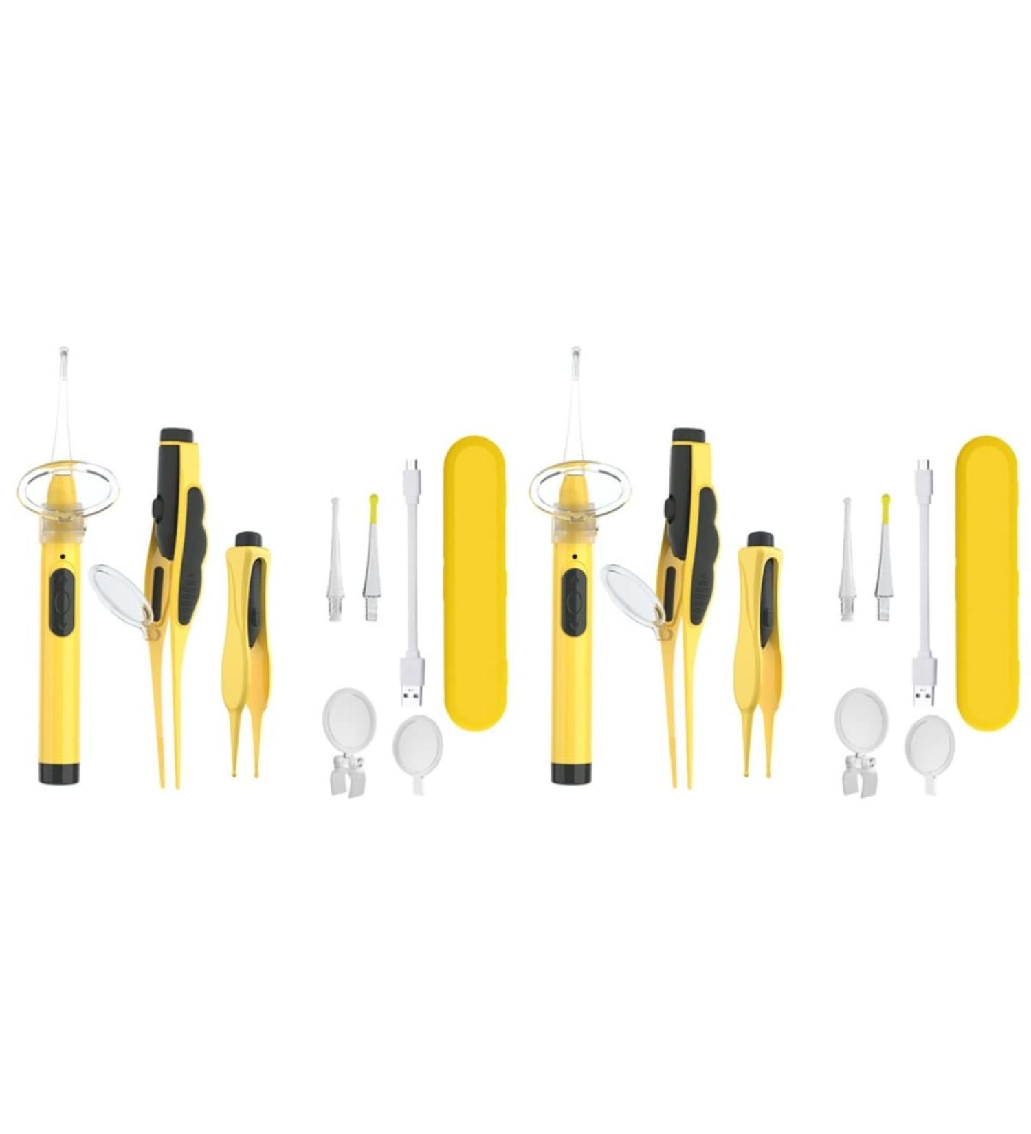 FRCOLOR 2pcs Ear Wax Removal Kit with LED | Ear Cleaning Tool Set | Yellow | 14x2x2cm - Buy Online on GoSupps.com