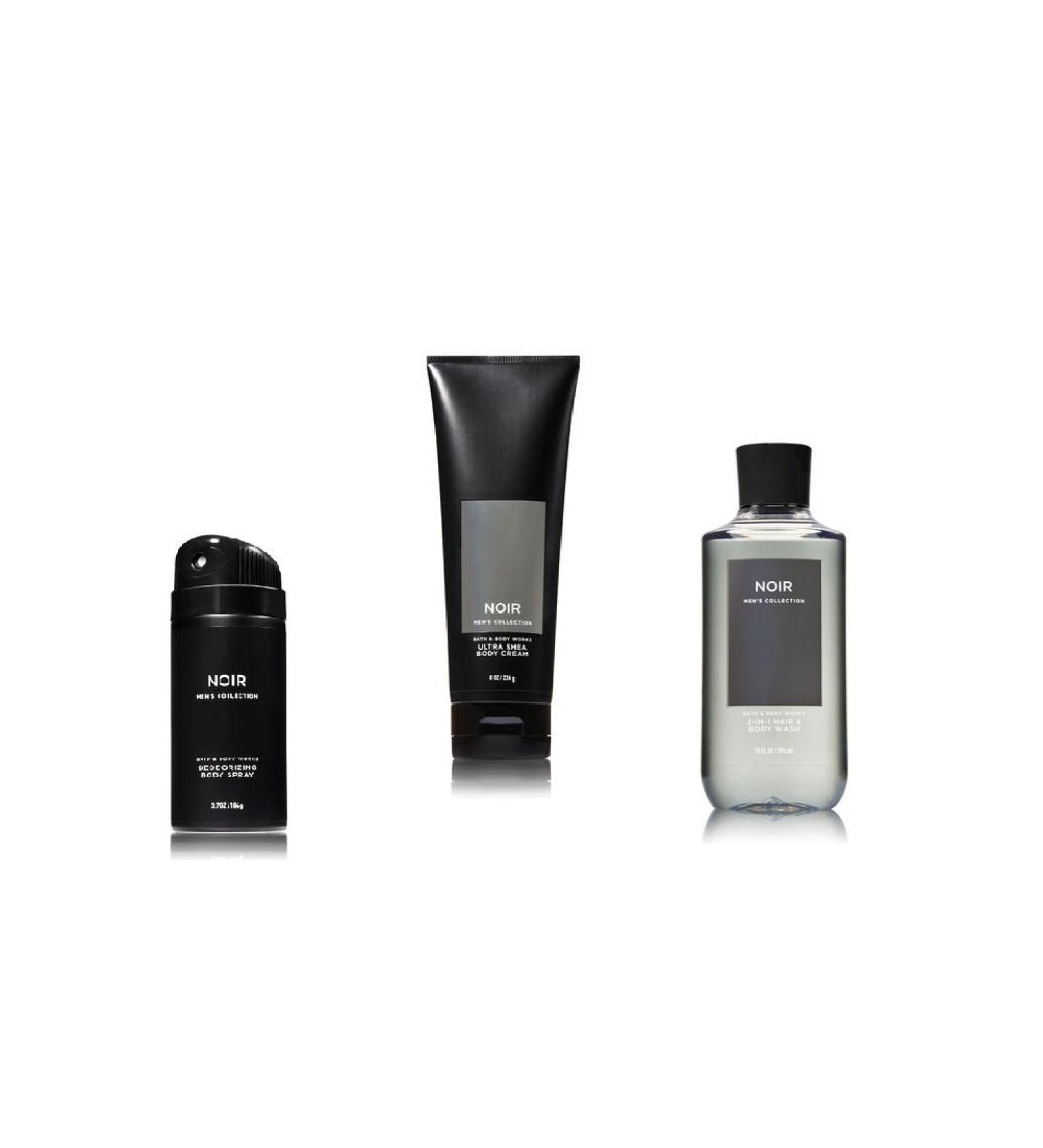 Bath and Body Works Noir Men's Collection 3 Piece Set - Deodorizing Body Spray, Ultra Shea Body Cream, 2-IN-1 Hair & Body Wash - Buy Online on GoSupps.com