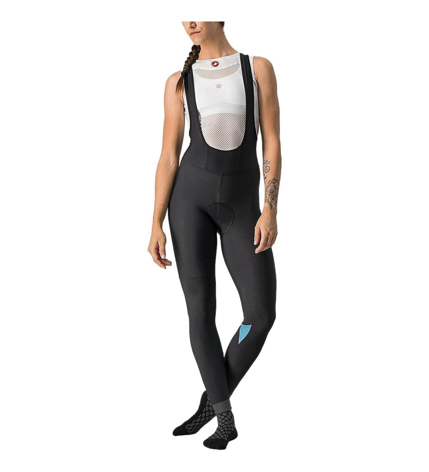 CASTELLI Women's Velocissima Bibtight Leggings XL Black/Teal Blue