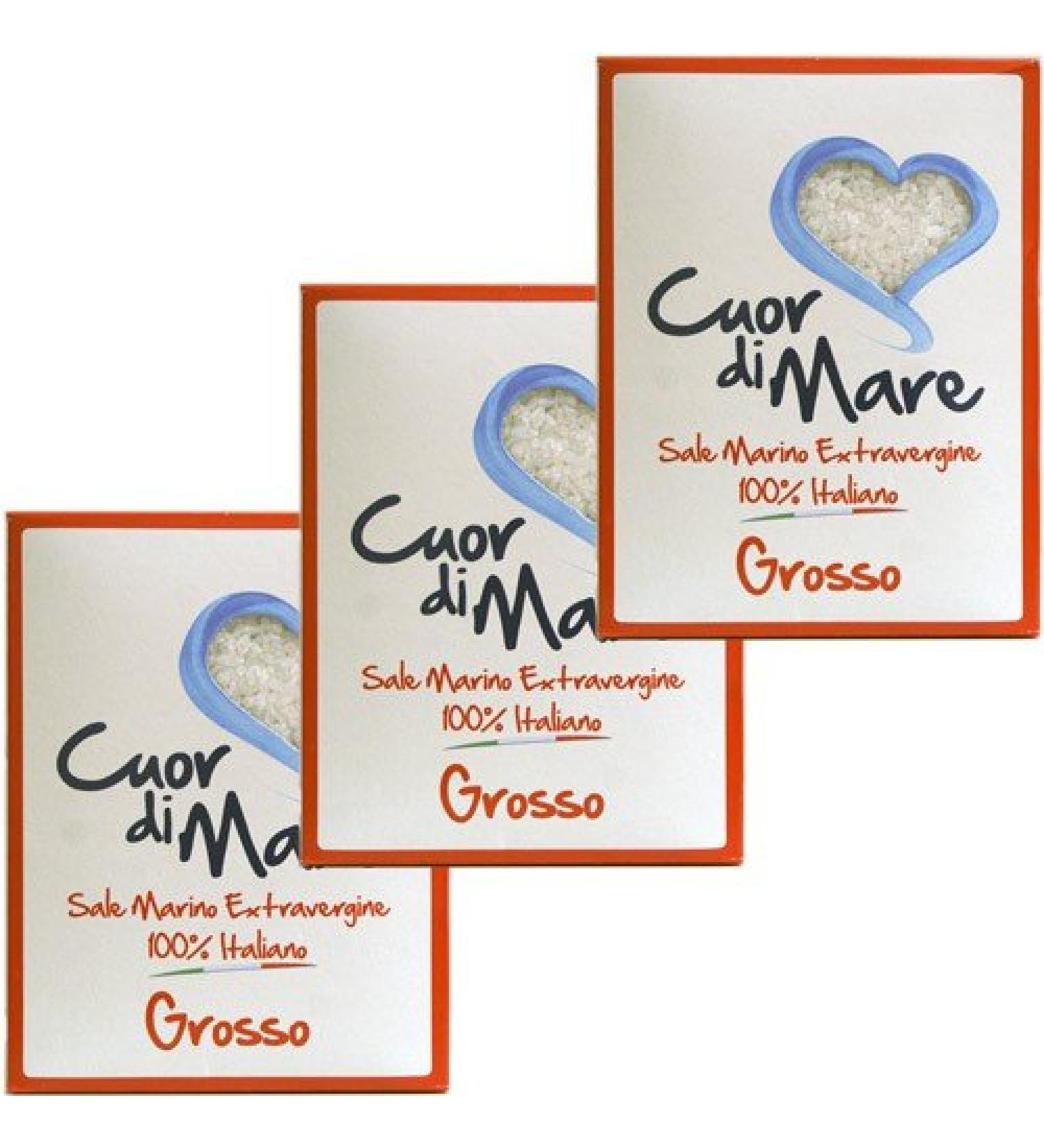 ati sale Cuor di Mare 100% Italian Sea Salt Lot de 3 gros sel de mer 1000 g