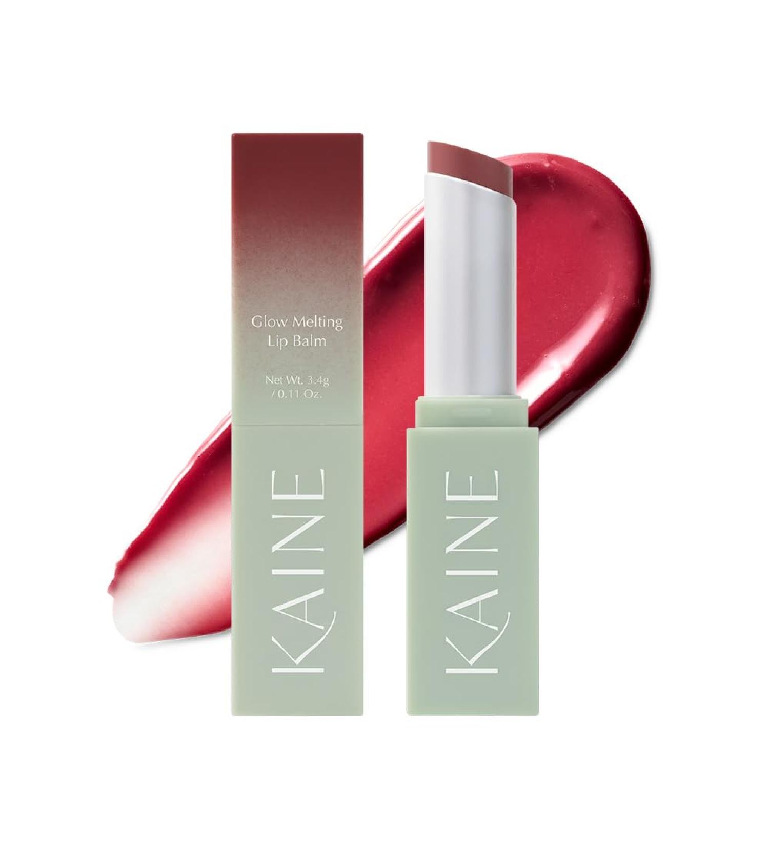 KAINE Glow Melting Lip Balm(RosyPlum) Vegan Hydrating Lip Balm with Natural Shine Moisturizing & Nourishing Formula Soft & Melting Textur 3.4g / 0.13 fl oz