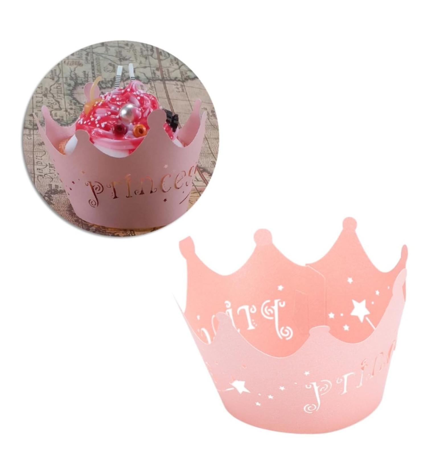 MAGICLULU Cupcake Wrapper 24pcs Pink Paper Cups Lace Crown Cupcake Wrapper Lace - Buy Online on GoSupps.com