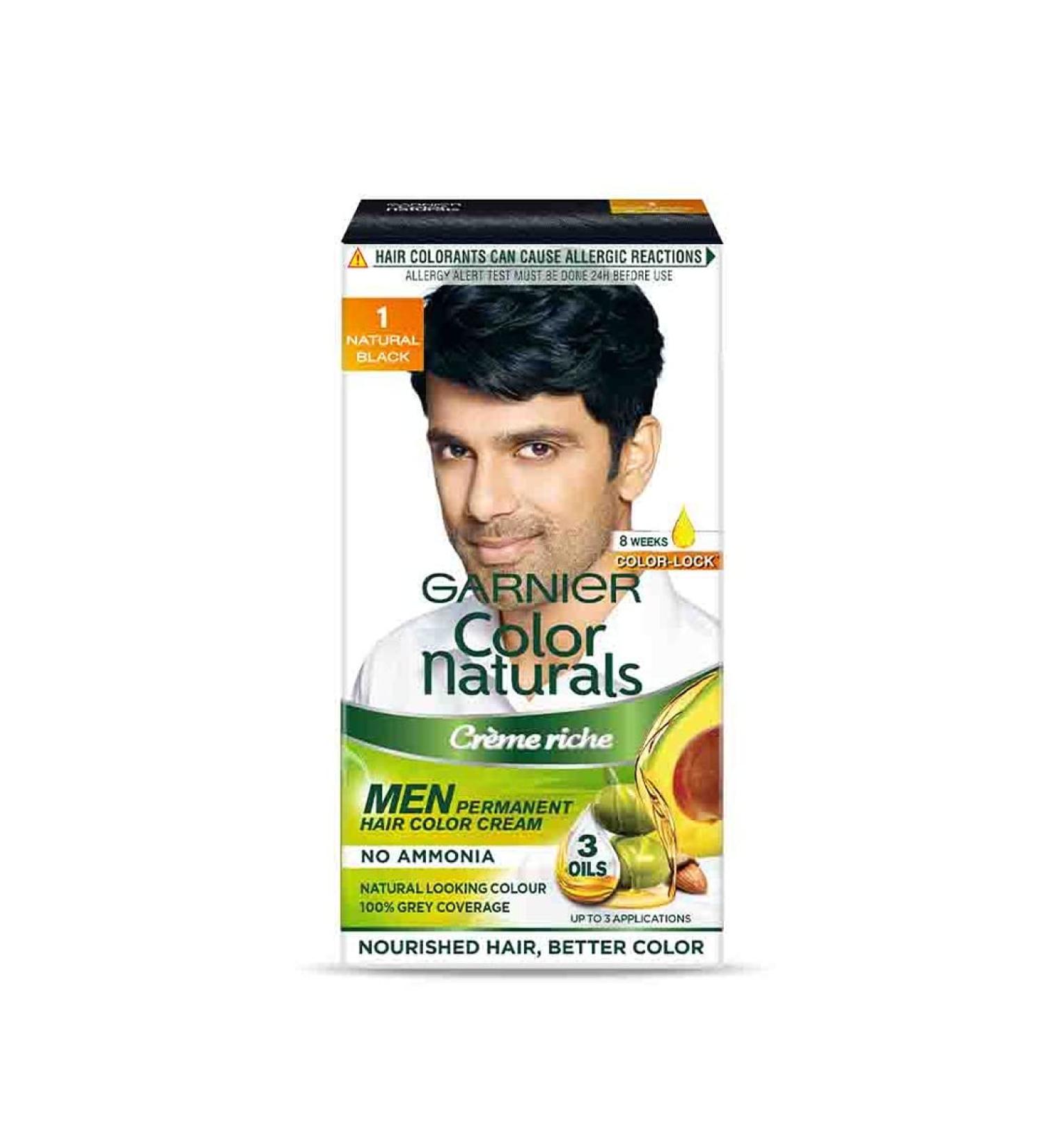 Garnier Color Naturals - Men Permanent Hair Colour Cream Natural Black 1 - Buy Online on GoSupps.com