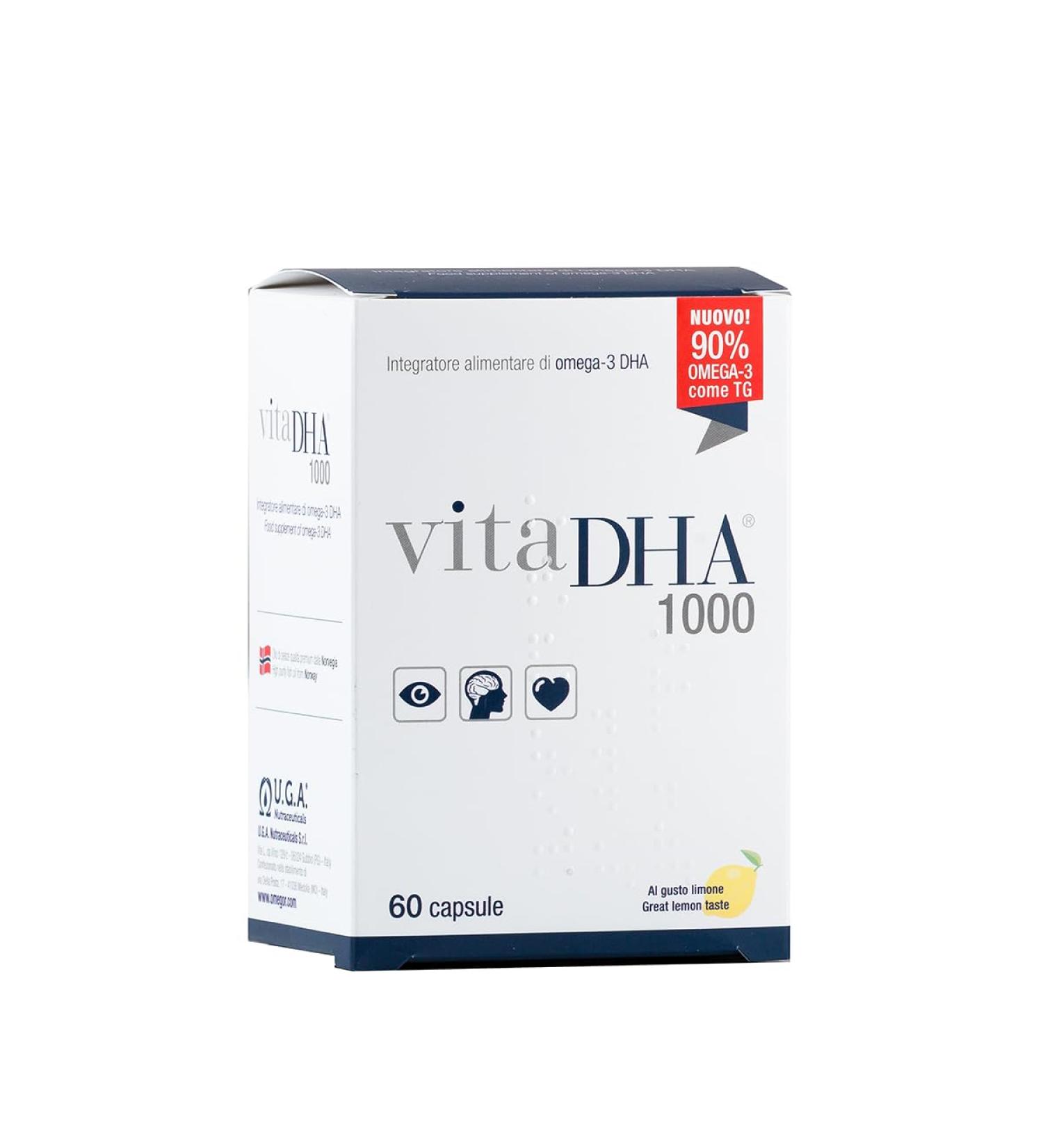 VitaDHA 1000 Omega -3 Suppl ment alimentaire DHA - pr cieux pendant la grossesse et l'allaitement - alli e pour la sant du cerveau c ur et vision - Saveur de citron - 60 g lules - Buy Online on GoSupps.com