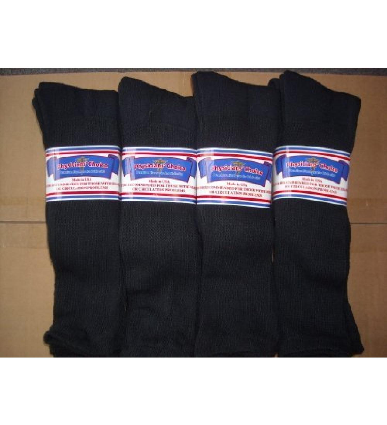 OVER THE CALF DIABETIC SOCKS SIZE13-15 COLOR black USA 12 PAIR PHYSICIANS CHOICE by Physician's Choice