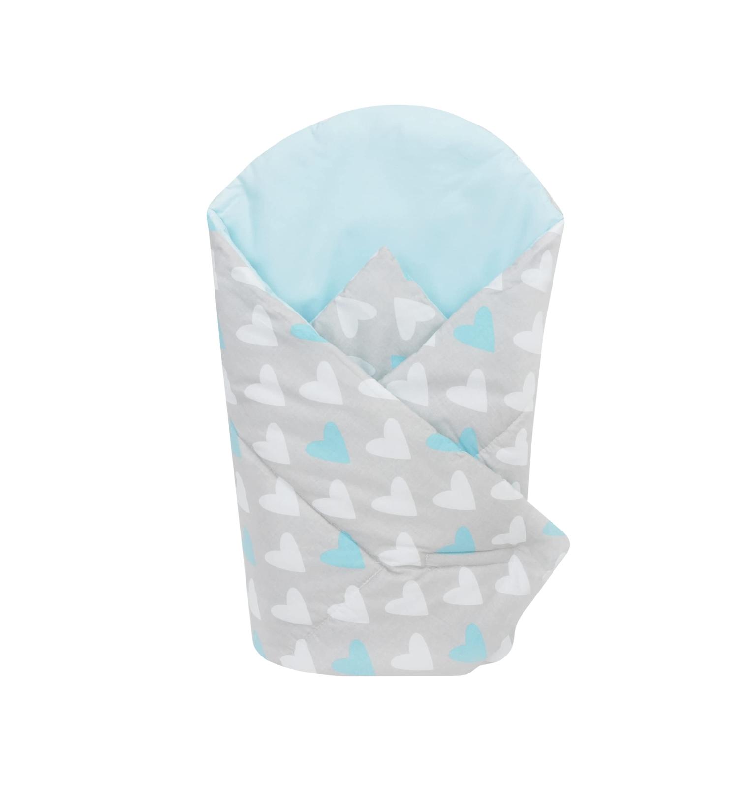 Baby Swaddle Wrap Blanket | Newborn Cotton Swaddling Sleeping Bag 0-3 Months (Blue Hearts) - Buy Online on GoSupps.com