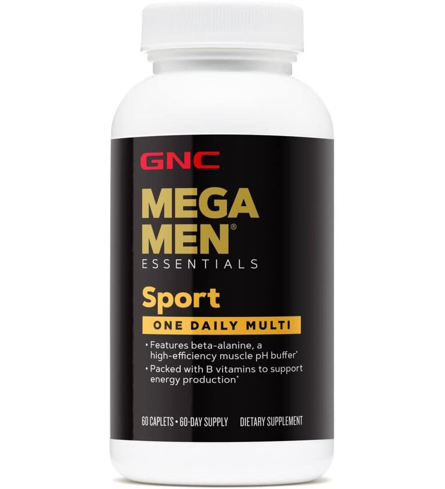 Buy GNC Mega Men Sport One Daily Multivitamin - 60 Caplets for Optimal Men's Health - Buy Online on GoSupps.com