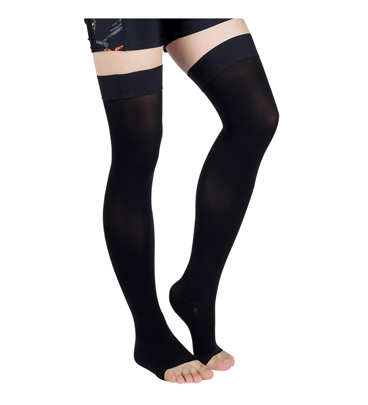 Men's Medical Compression Stockings 20-30 mmHg Open Toe - Edema & Varicose Vein Relief Promote Blood Circulation - Black XX - Buy Online on GoSupps.com