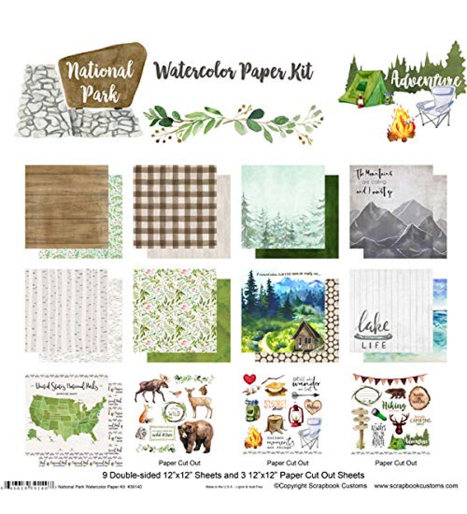 Scrapbook Customs National Park Watercolor Paper Scrapbook Kit, Outdoors Coloring