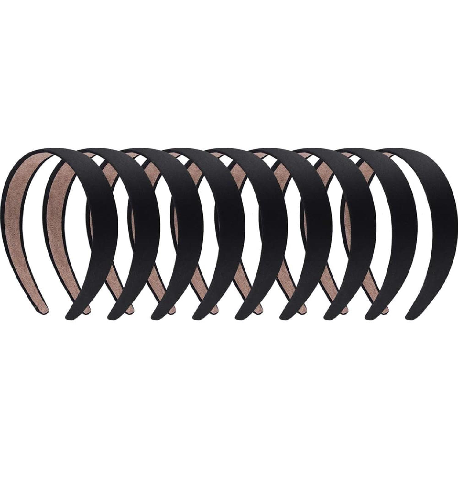 HOFANQIE 9 Pieces Satin Headbands Set for Women and Girls - Non-Slip Ribbon Hair Bands in Black - Buy Online on GoSupps.com