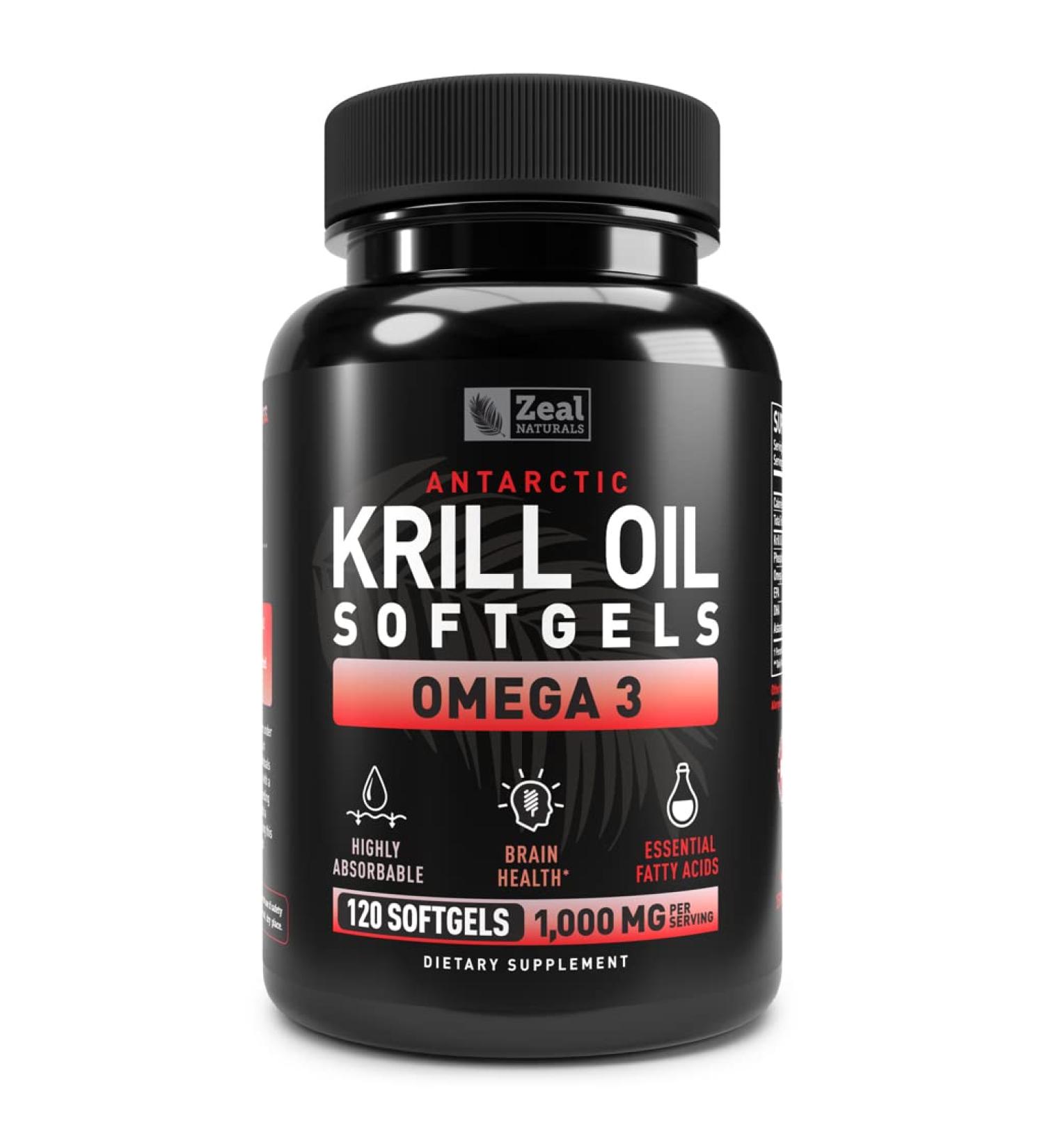 Antarctic Krill Oil 1000mg (120 Softgels) with EPA, DHA & Astaxanthin - Omega 3 Supplement for Joint, Brain & Heart Support - 120 Count - Buy Online on GoSupps.com