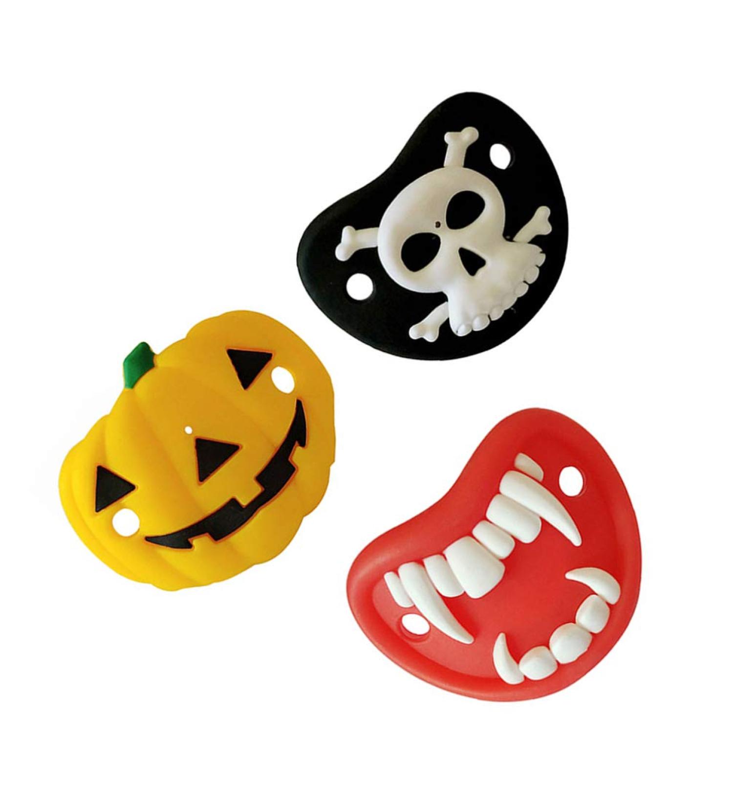 Kisangel 3pcs Funny Pacifiers - Pumpkin Skeleton Vampires Fangs Shaped Pacifier Set for Halloween Party Favors - Buy Online on GoSupps.com